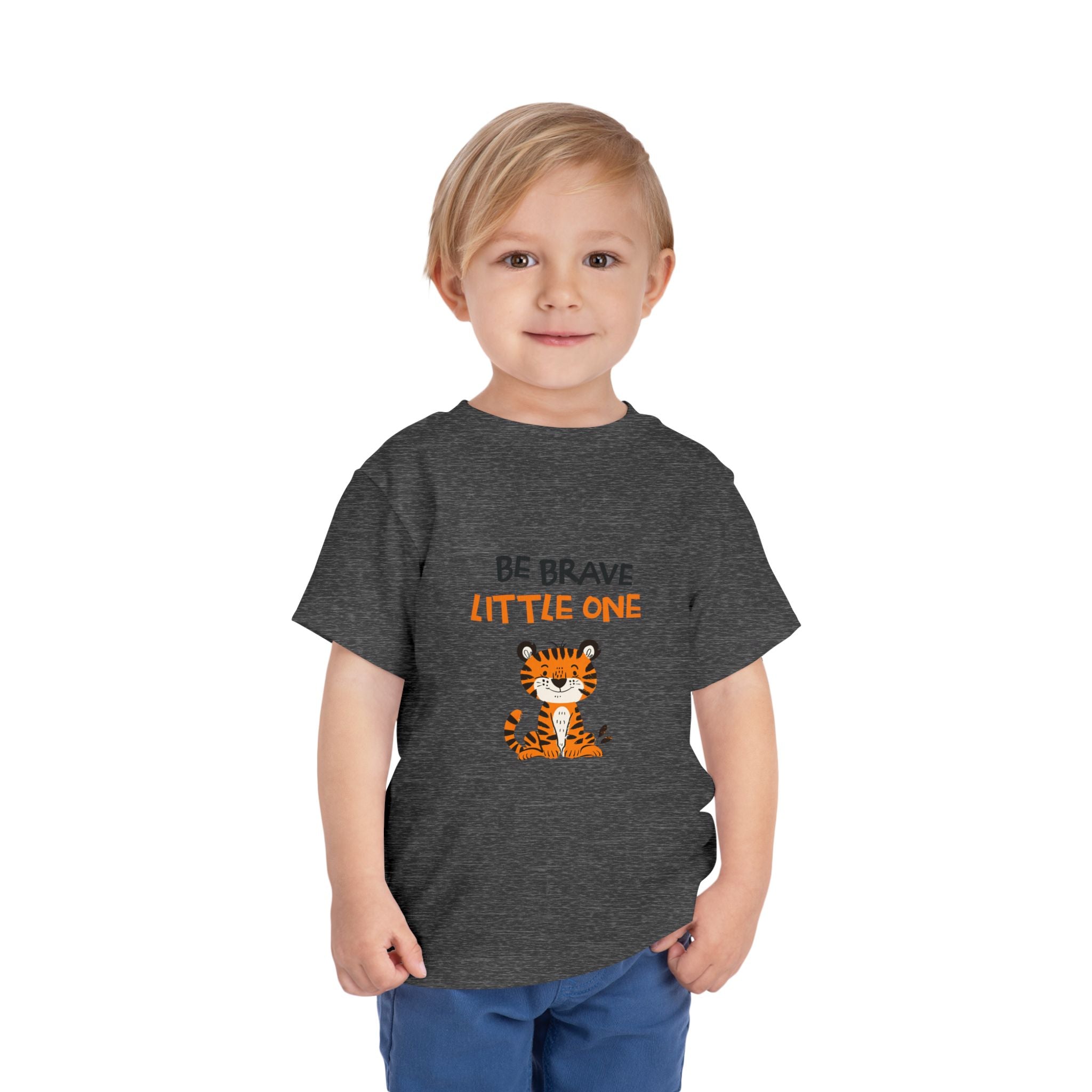 Be Brave Little One | Toddler Motivational Graphic Cute Tiger T-Shirt