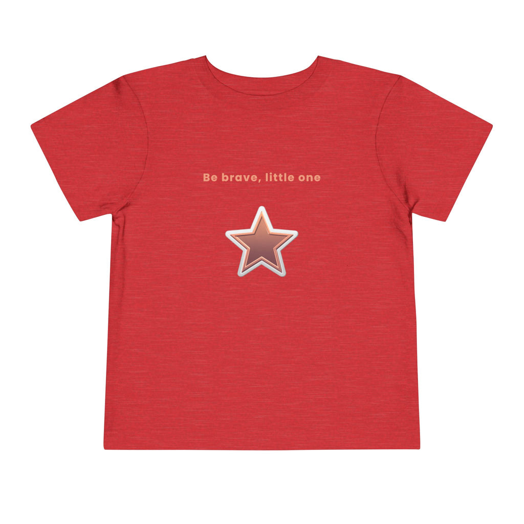 Be Brave Little One | Toddler Motivational Graphic White and Bronze Star Badge T-Shirt