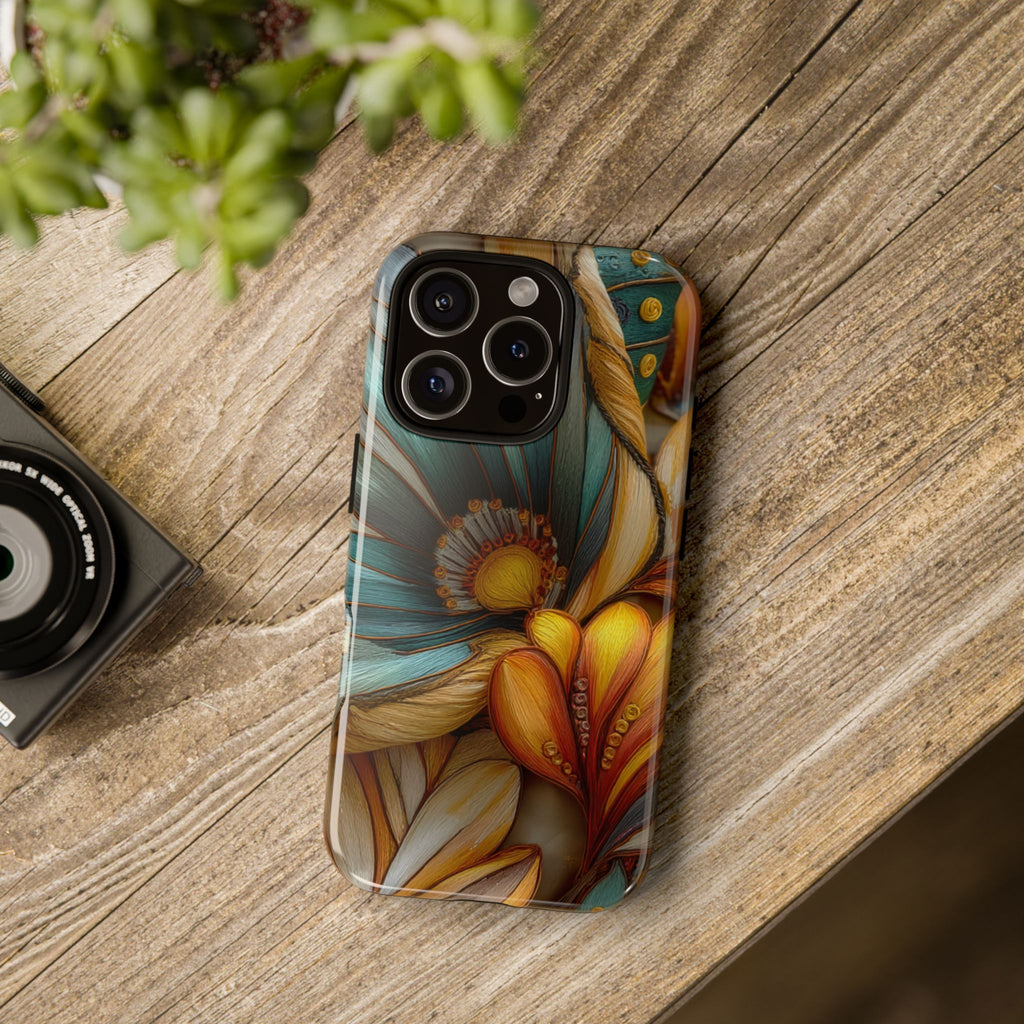 Sculpted Bloom Phone Case | 3D Embroidery style Botanical
