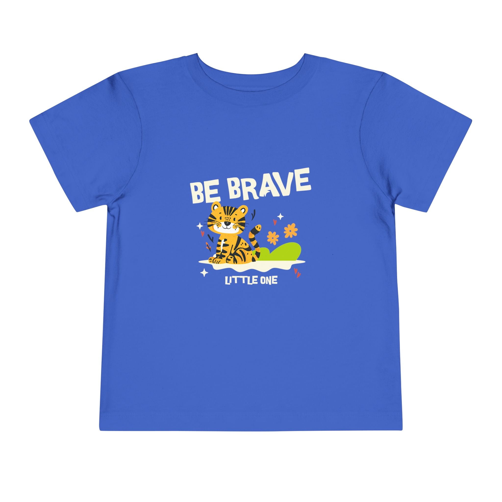 Be Brave Little One | Toddler Motivational Graphic Tiger Floral Garden T-Shirt