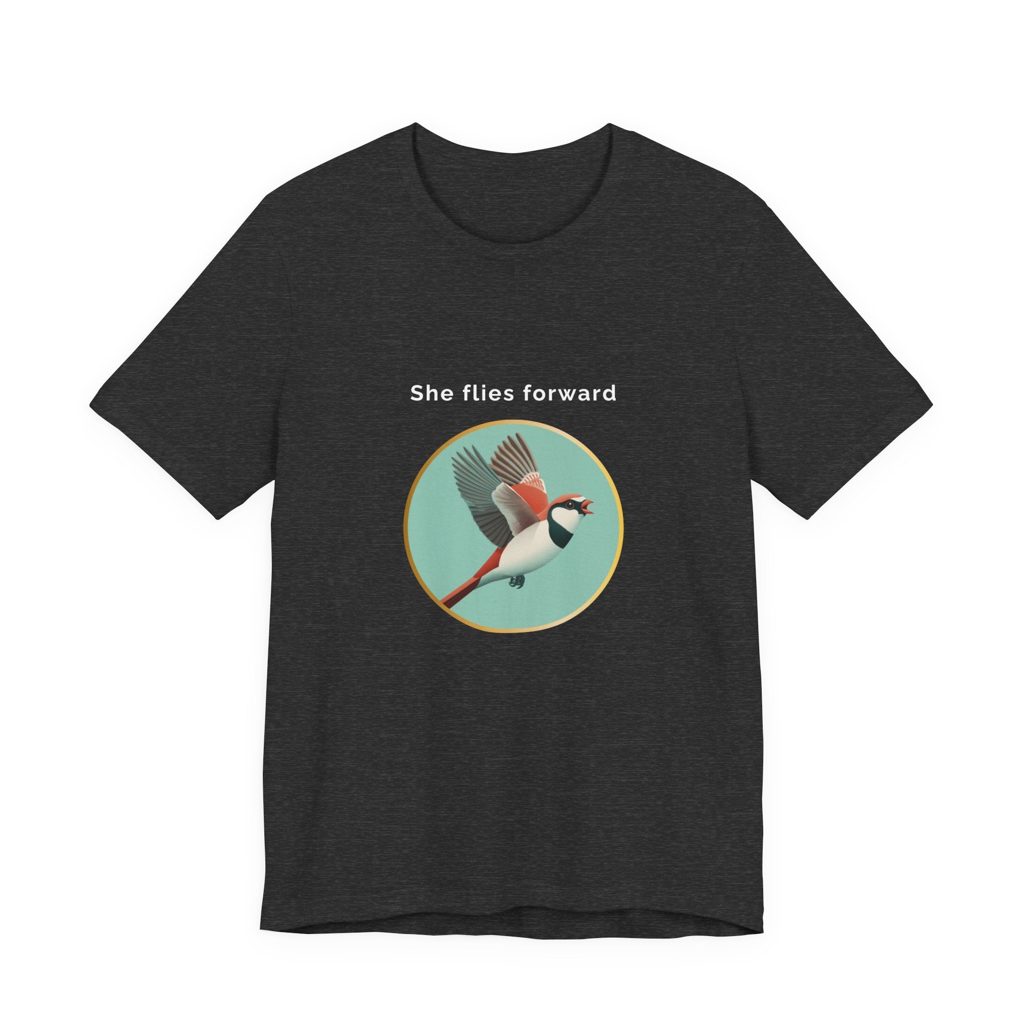 She Flies Forward | Women's Motivational Graphic Green Minimal T-Shirt