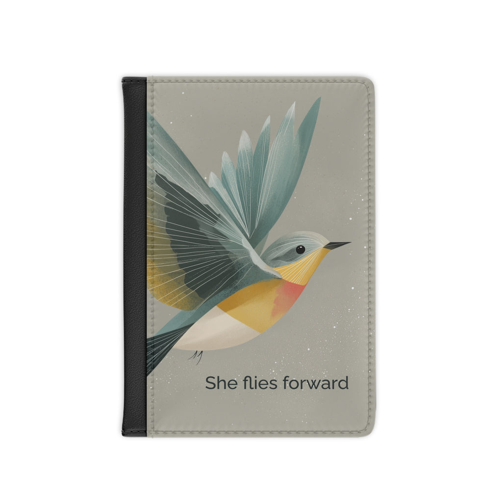 She Flies Forward Passport Holder | Motivational Graphic Quiet Lift