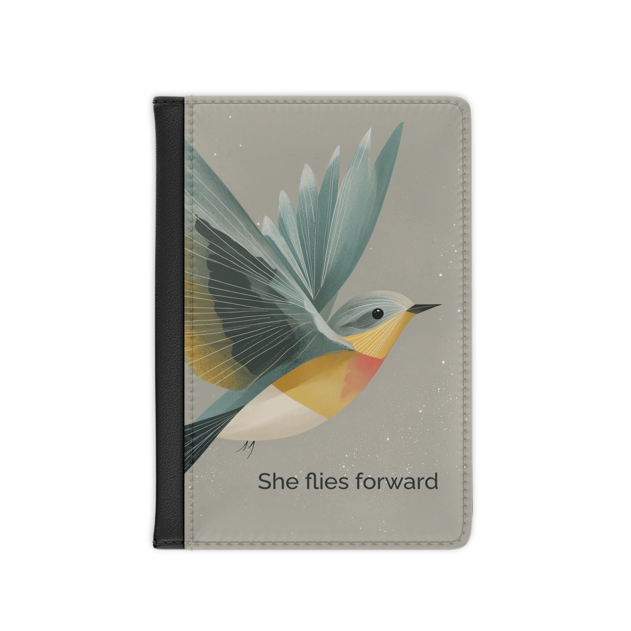 She Flies Forward Passport Holder | Motivational Graphic Quiet Lift