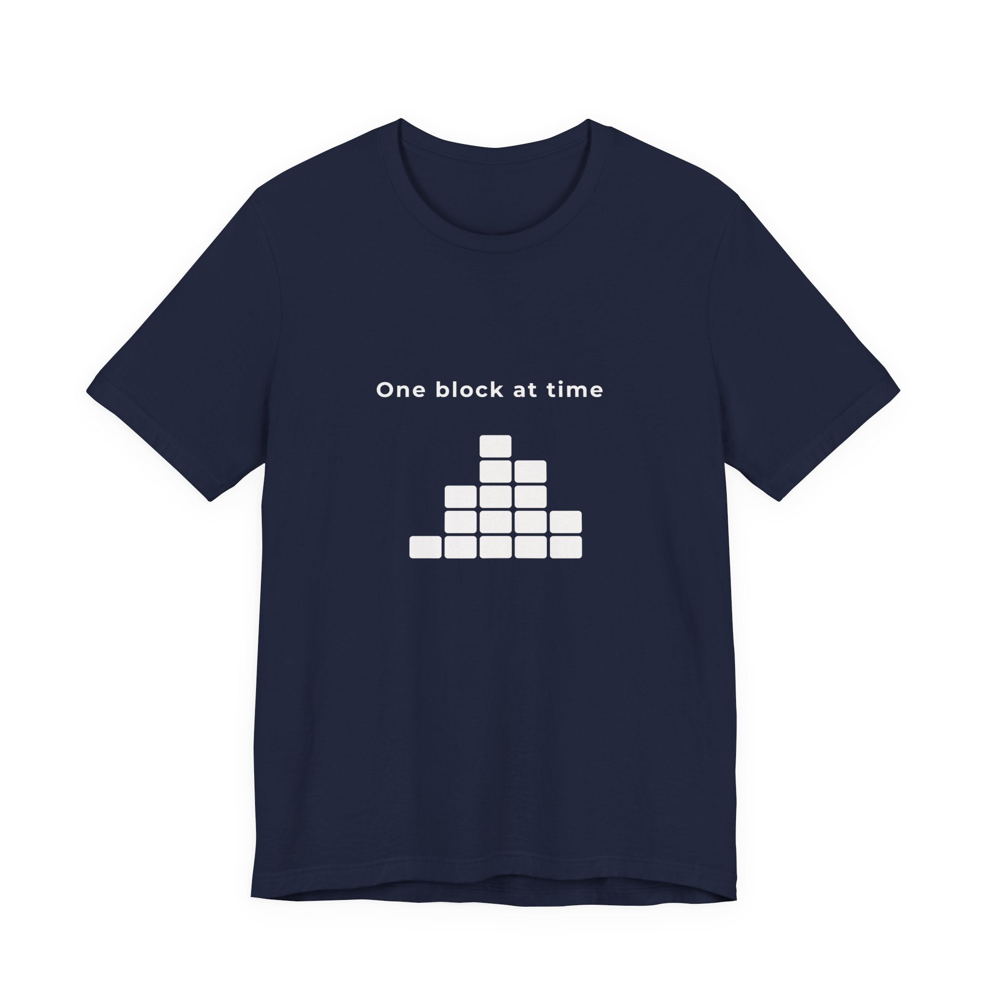 One Block at a Time | Men's Motivational Graphic Grid Progress T-Shirt