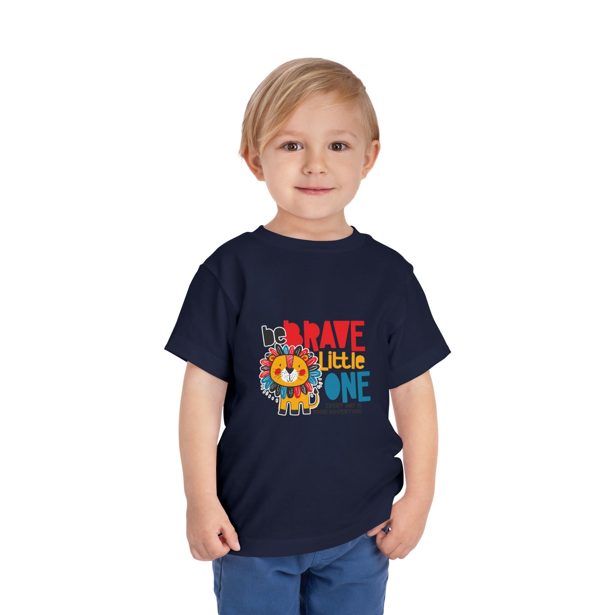 Be Brave Little One | Toddler Motivational Graphic Cute Colourful Lion T-Shirt