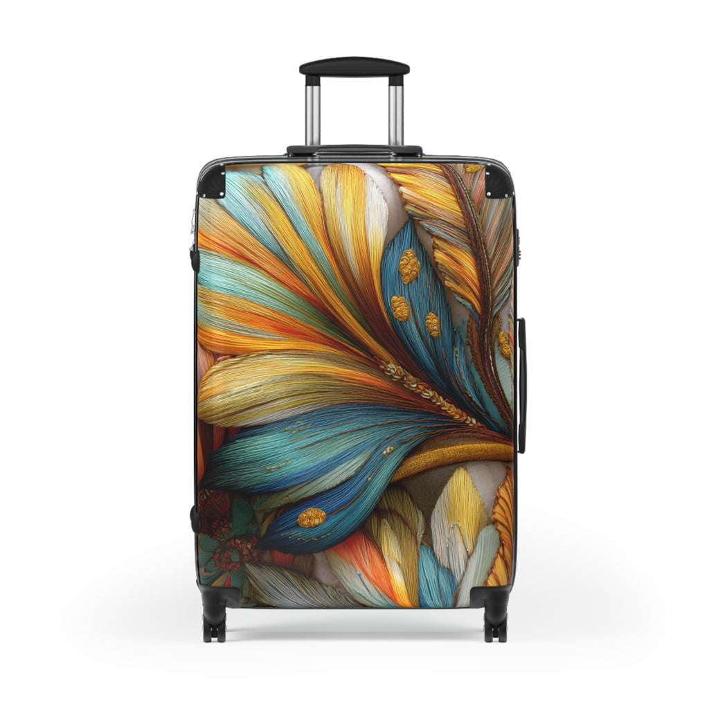Thread Garden Carry-on Suitcase | 3D Embroidery style Botanical