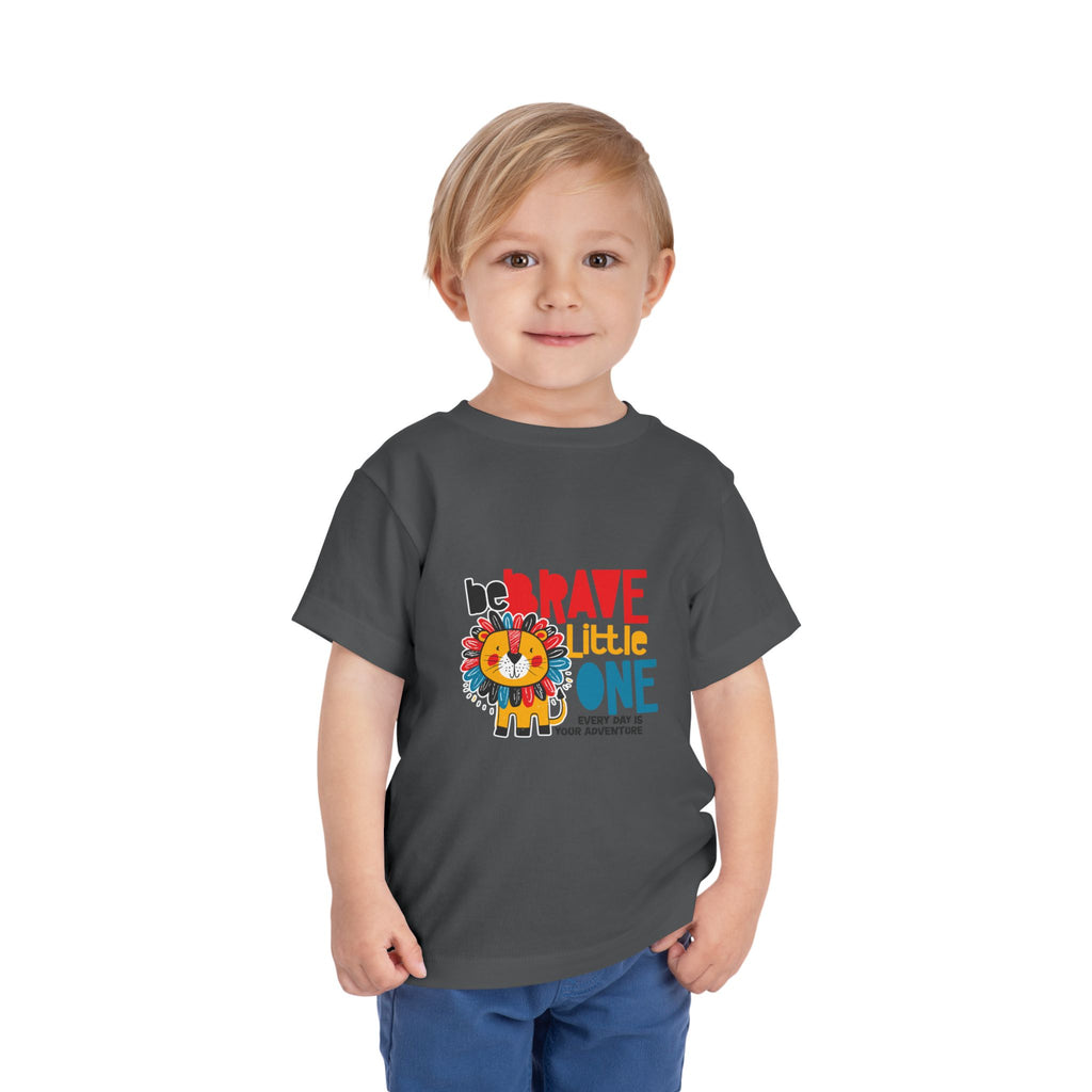 Be Brave Little One | Toddler Motivational Graphic Cute Colourful Lion T-Shirt