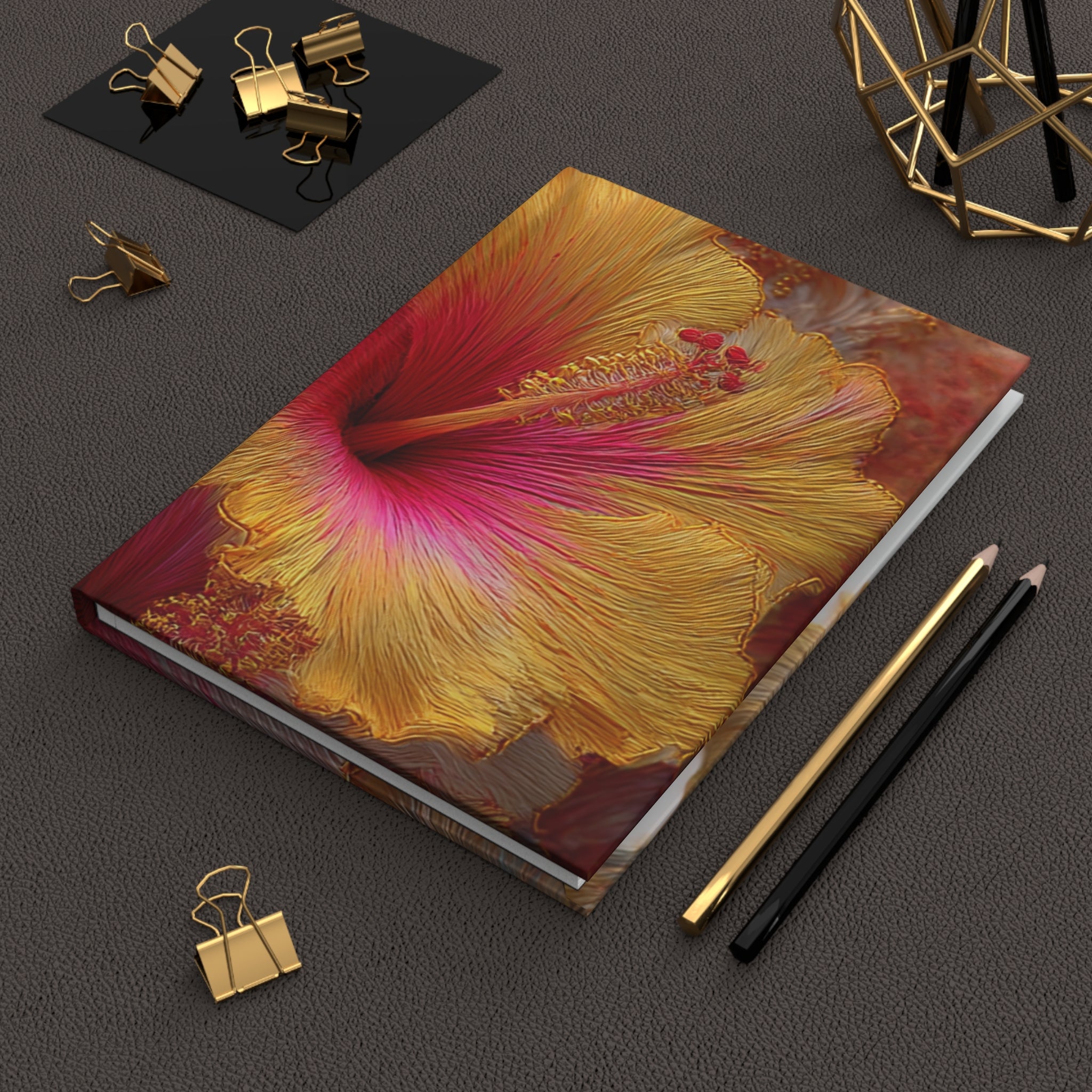 Hibiscus Flower Hardcover Journal | 3D Embroidery Style
