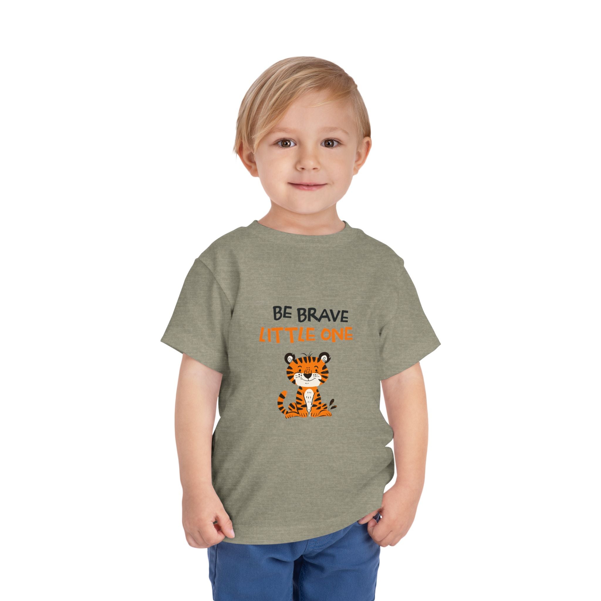 Be Brave Little One | Toddler Motivational Graphic Cute Tiger T-Shirt