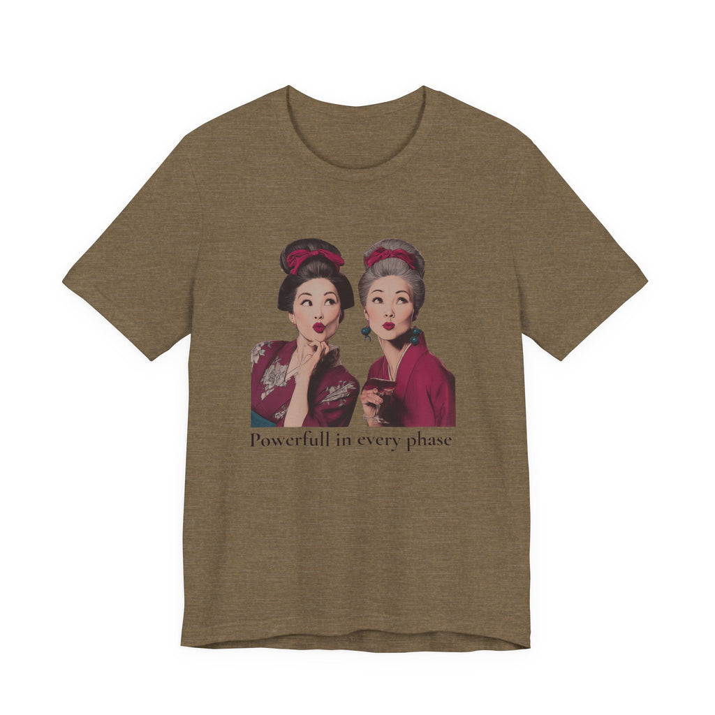 Powerful in Every Phase | Women's Motivational Graphic Vintage Women T-Shirt