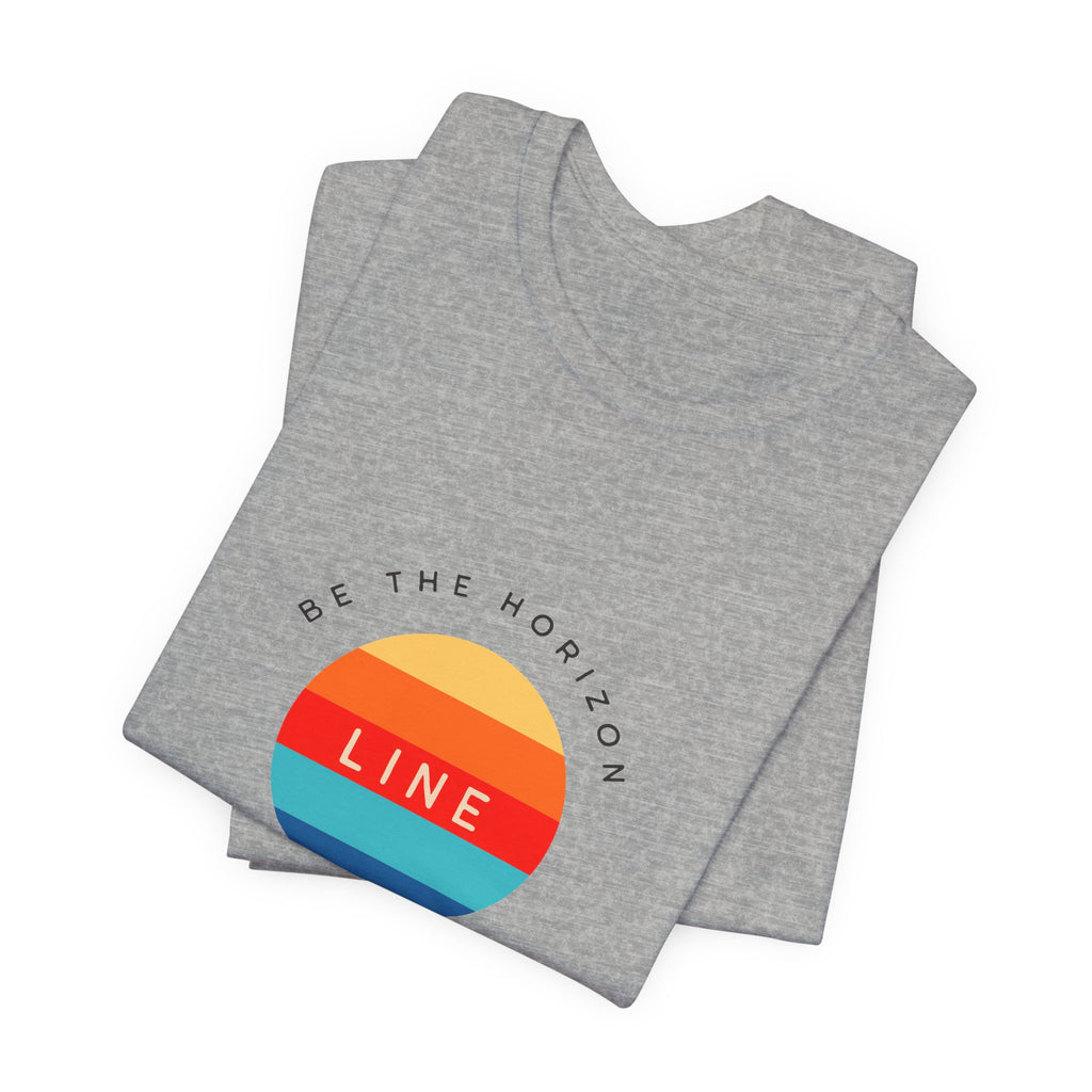 Be the horizon Line | Women's Motivational Graphic Circular Vintage Colour Sunrise T-Shirt