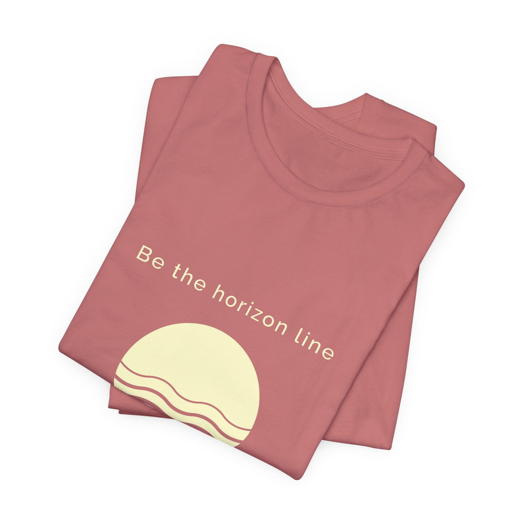 Be the horizon Line | Women's Motivational Graphic Circular Yellow Wave Sunrise T-Shirt
