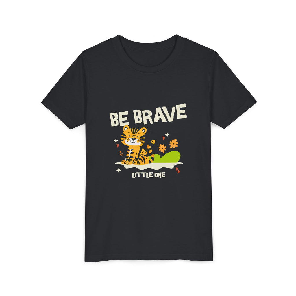 Be Brave Little One | Kids Motivational Graphic Tiger Floral Garden T-Shirt