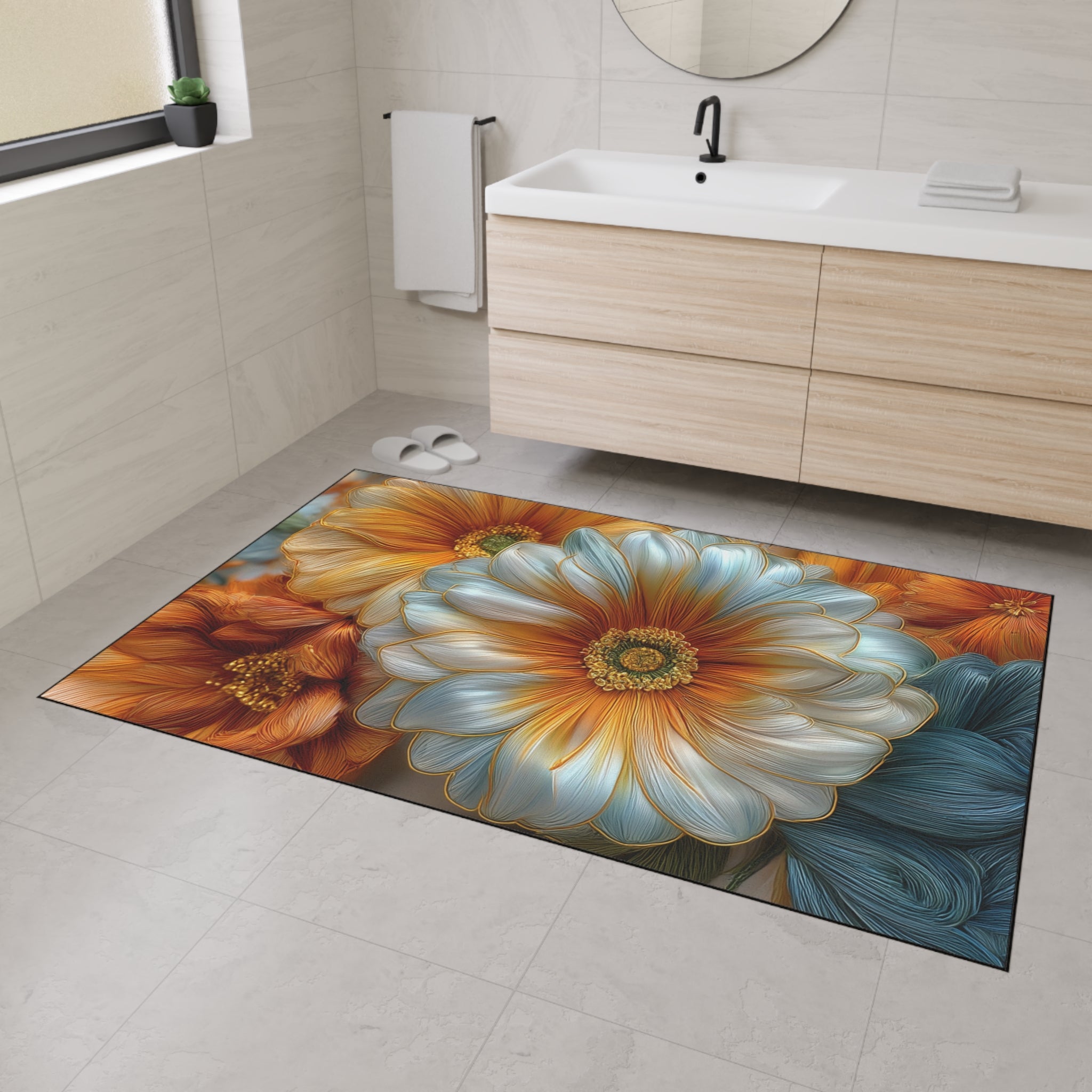 Thread Garden Heavy Duty Mat - 3D Embroidery-Style Botanical Mat motivational design