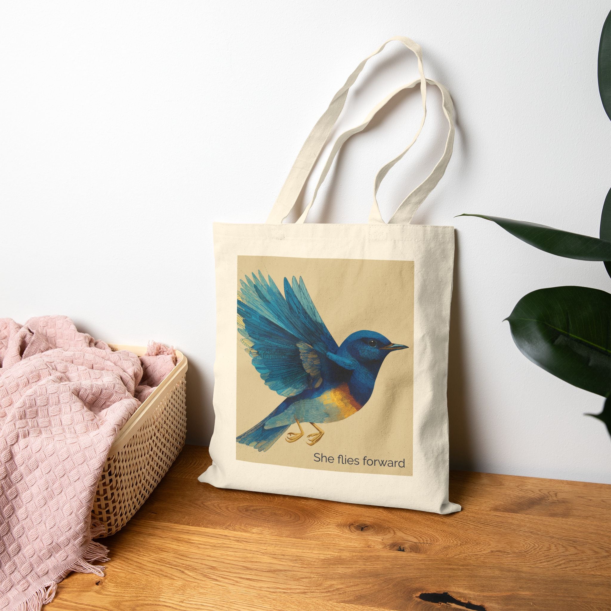 "She Flies Forward" Tote - Expander Tote Bag motivational design