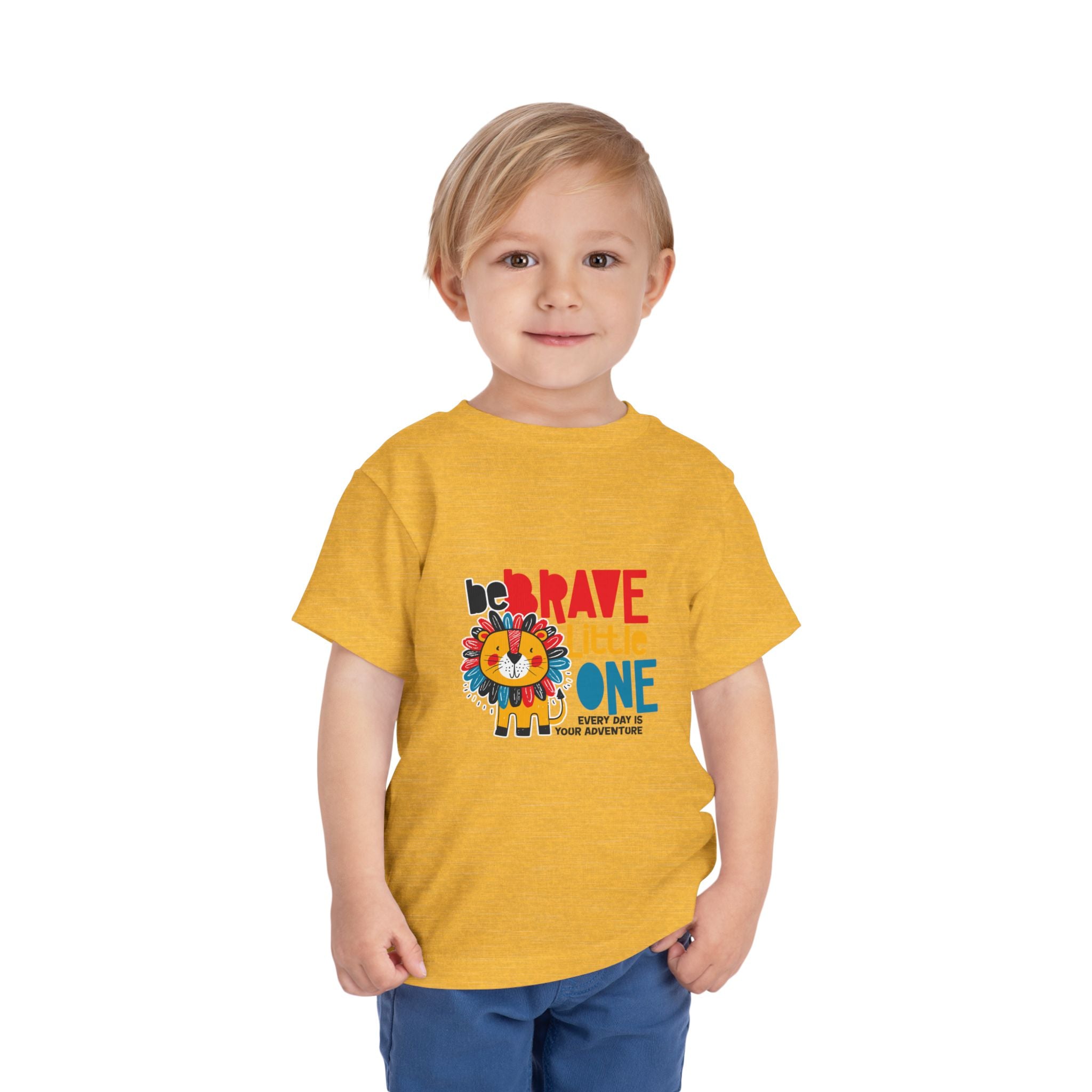 Be Brave Little One | Toddler Motivational Graphic Cute Colourful Lion T-Shirt