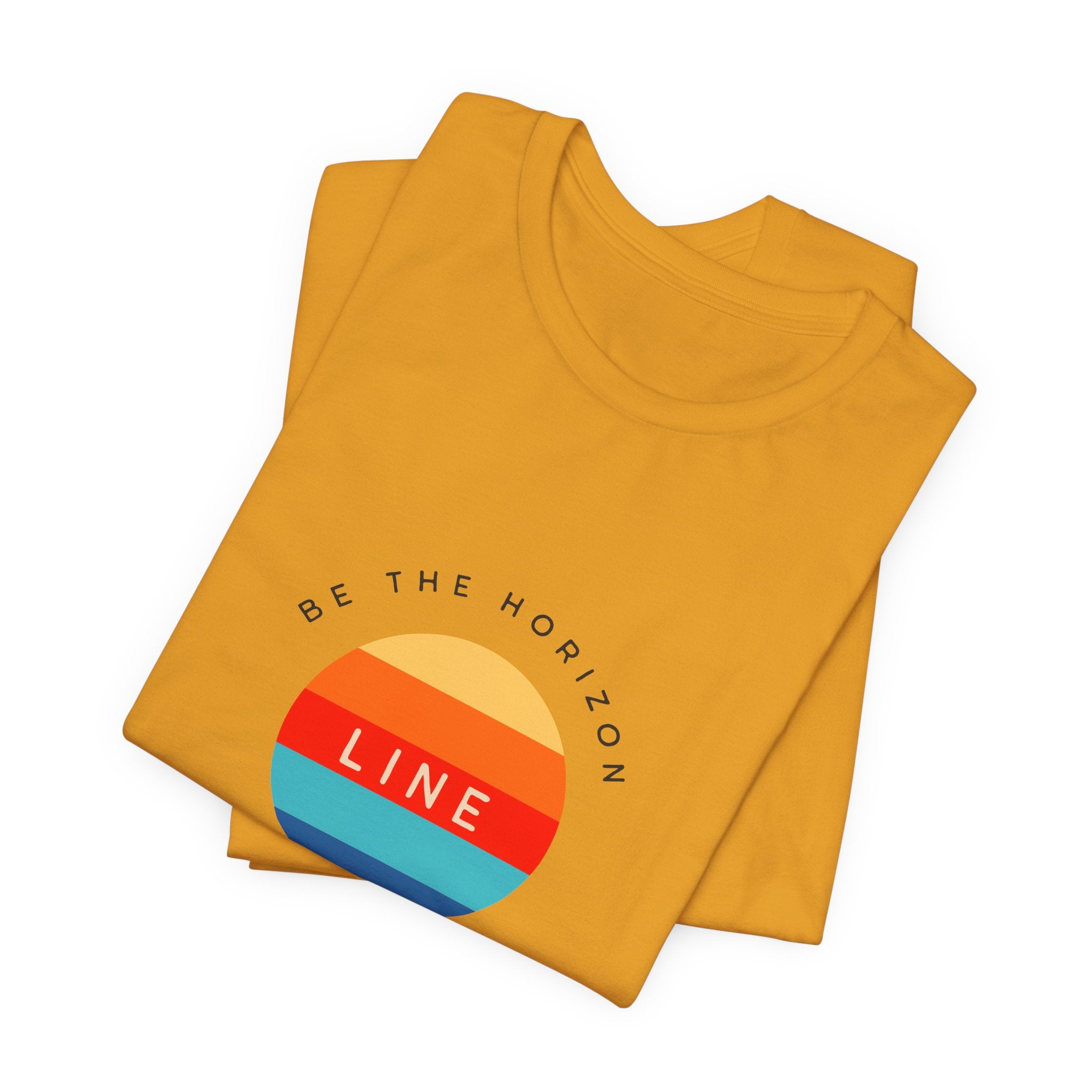 Be the horizon Line | Women's Motivational Graphic Circular Vintage Colour Sunrise T-Shirt