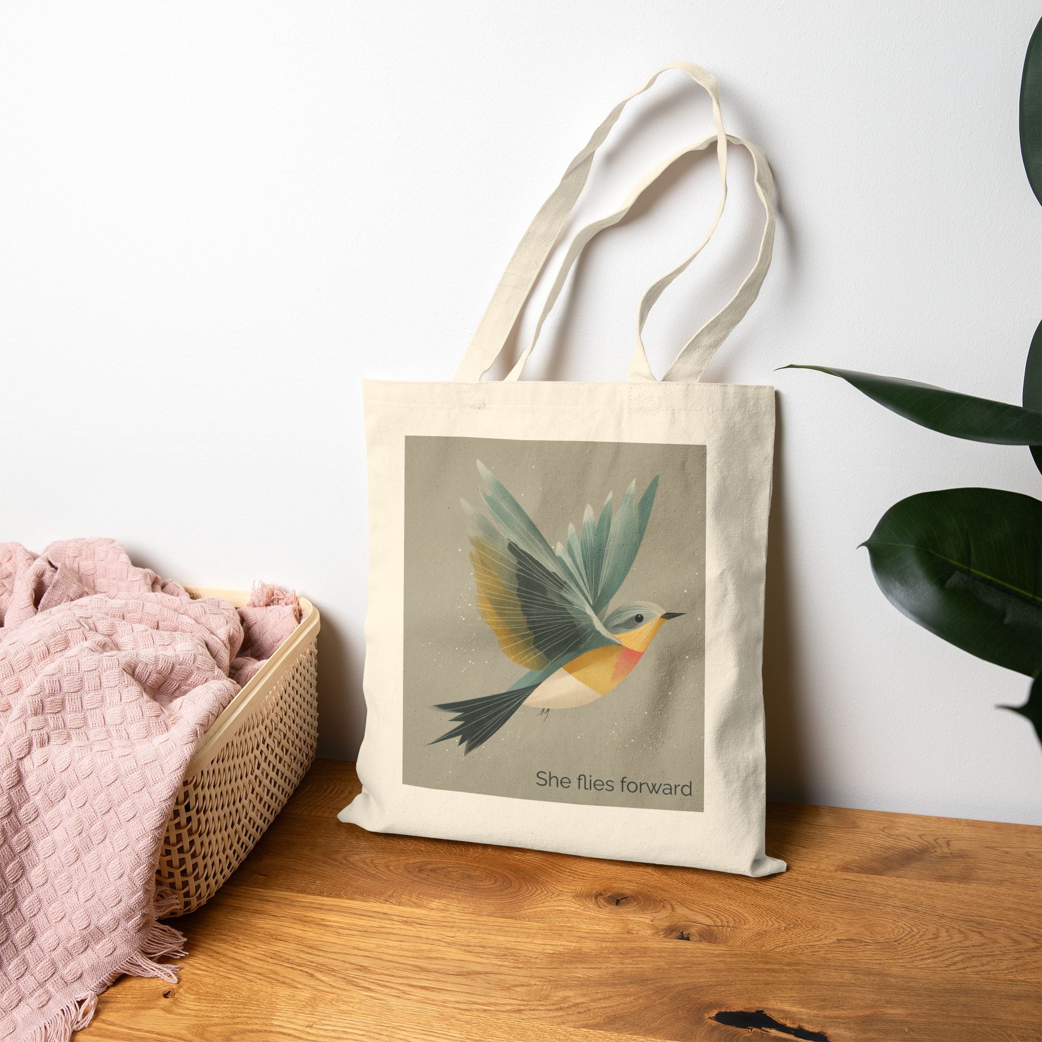 "She Flies Forward" Tote - Expander Tote Bag motivational design