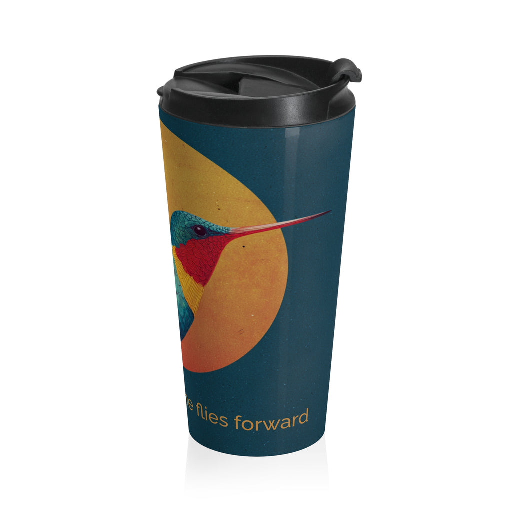 She Flies Forward Stainless Steel Travel Mug | Motivational Graphic Solar Flight