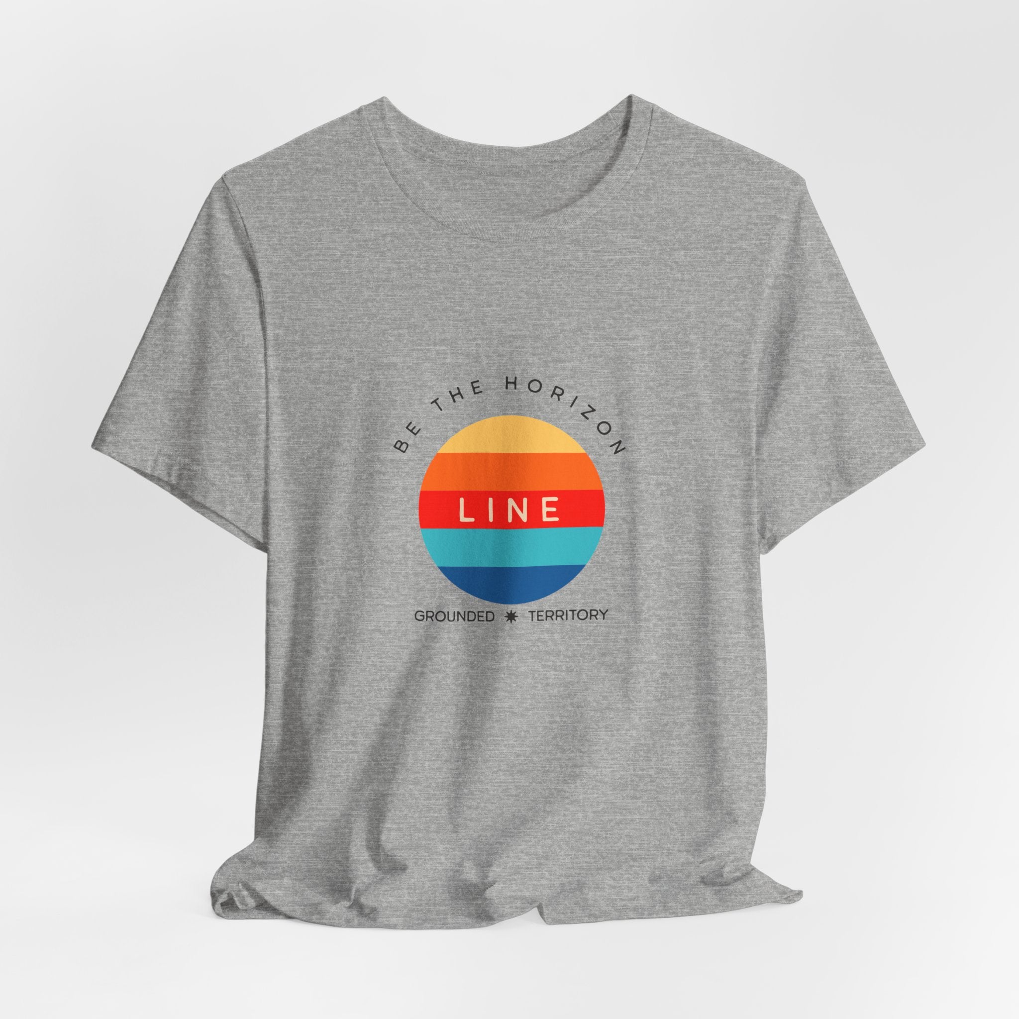 Be the horizon Line | Women's Motivational Graphic Circular Vintage Colour Sunrise T-Shirt