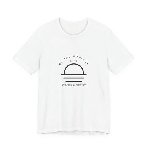 Be the horizon Line | Women's Motivational Graphic Minimalistic White Ocean Sunrise T-Shirt
