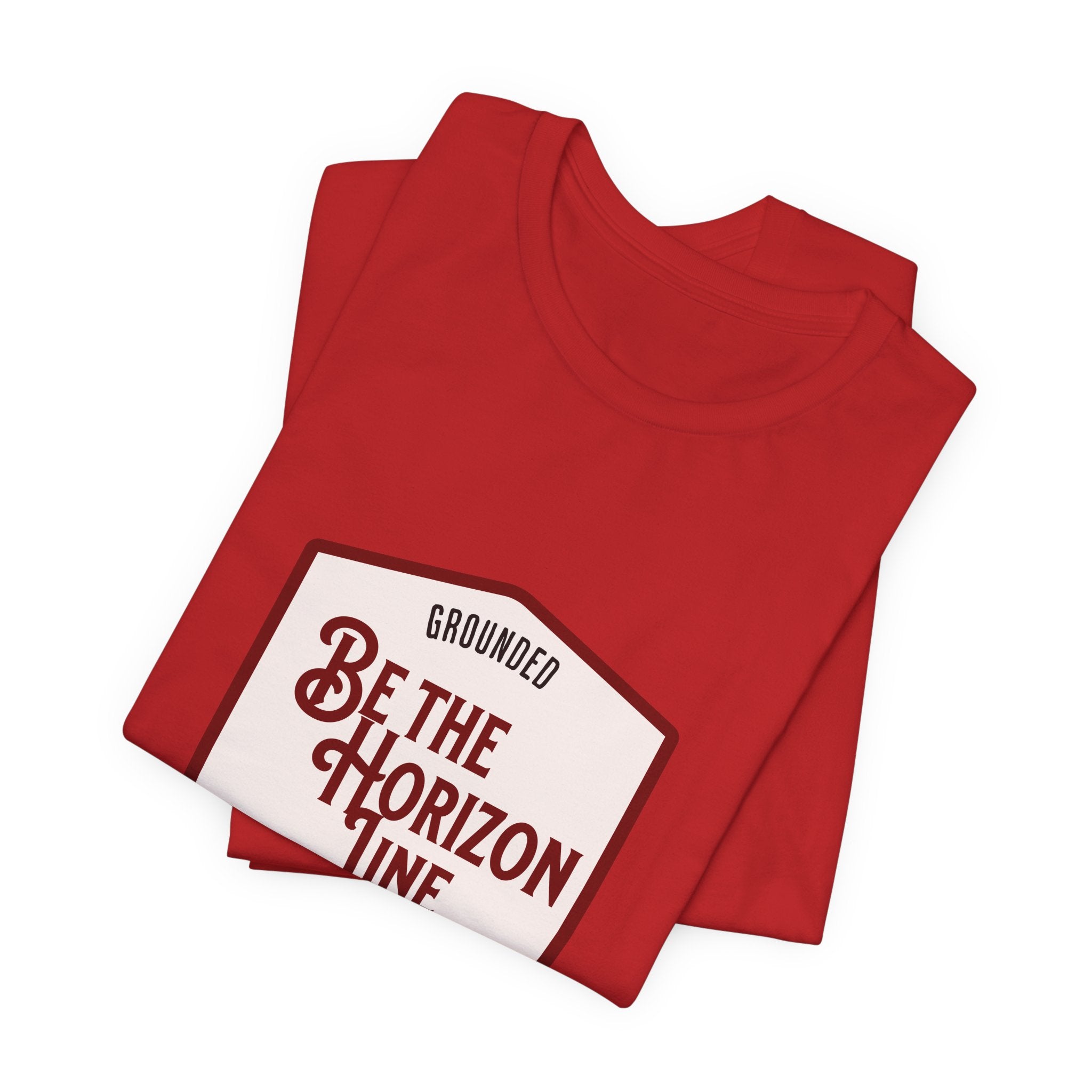 Be the horizon Line | Women's Motivational Graphic Shield Style Emblem T-Shirt