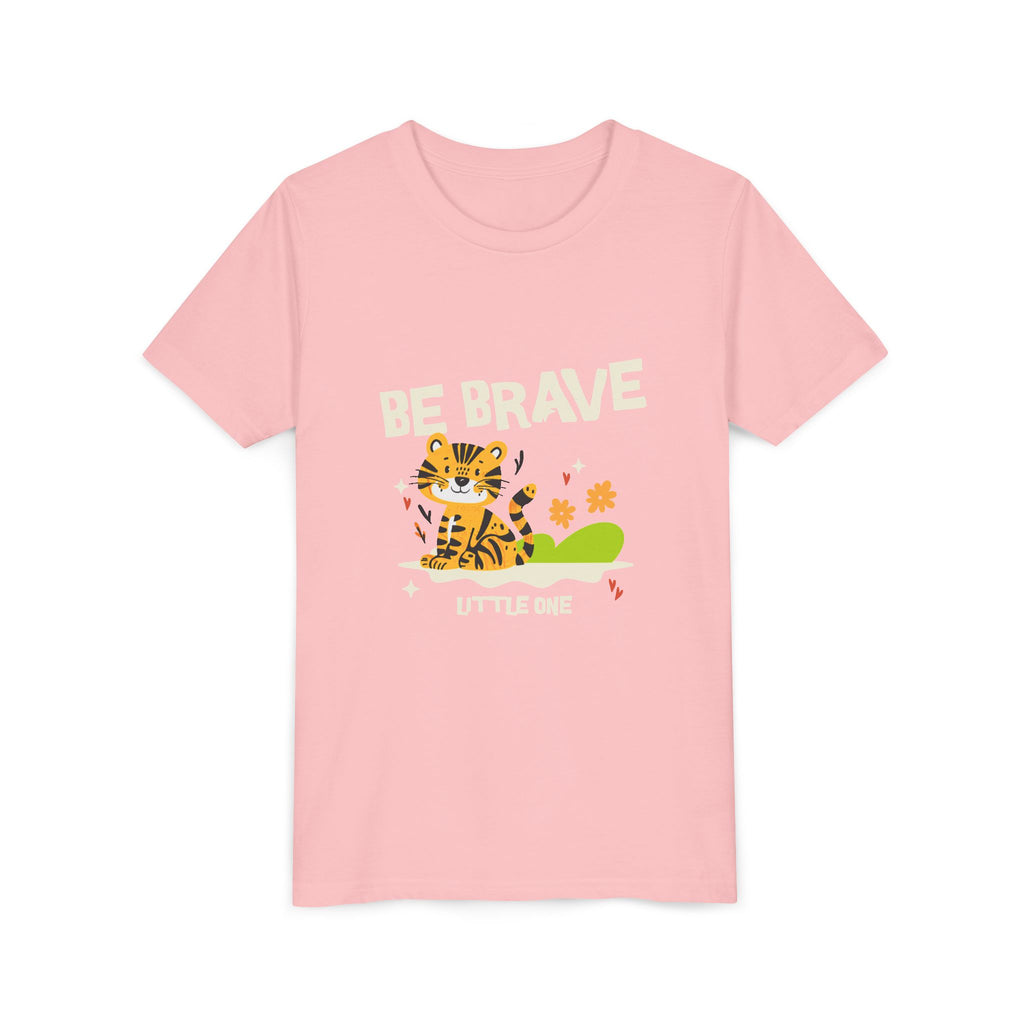 Be Brave Little One | Kids Motivational Graphic Tiger Floral Garden T-Shirt