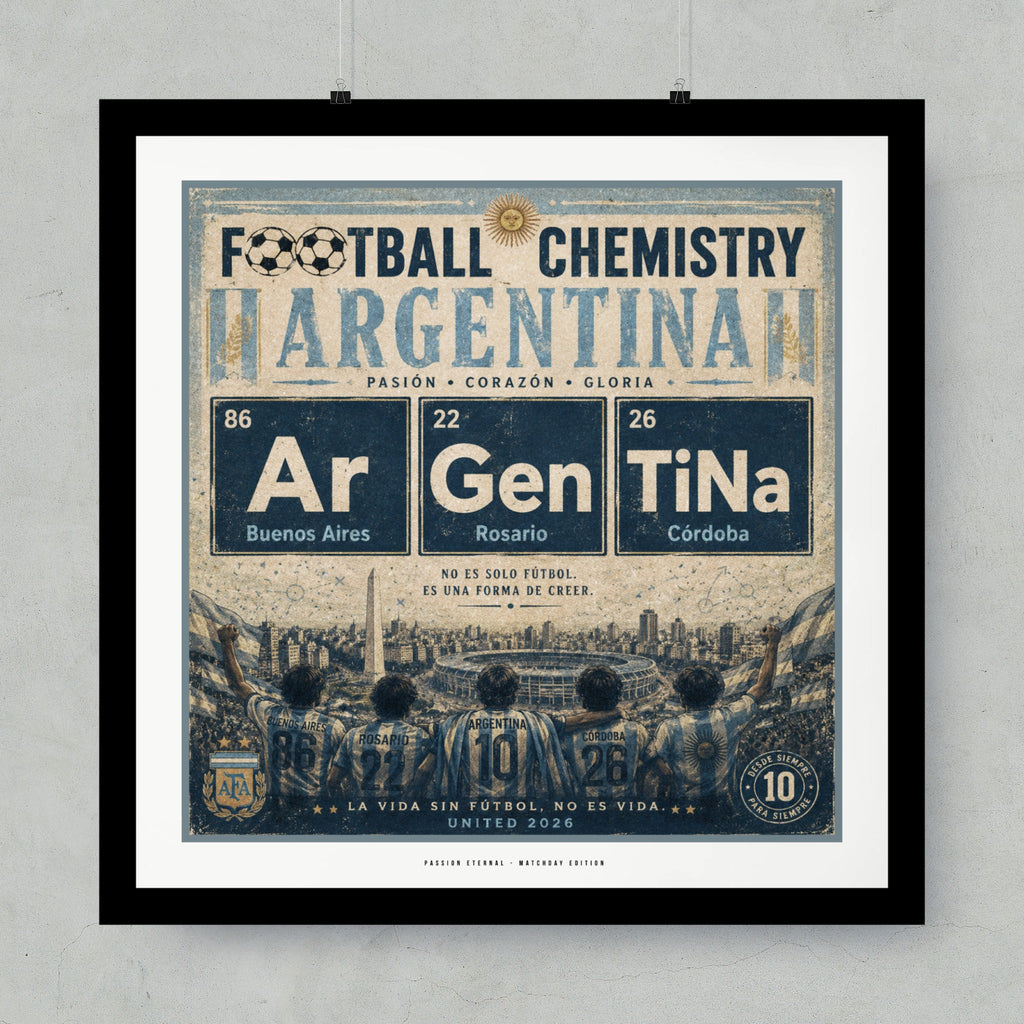 Argentina football chemistry periodic table design with team elements.