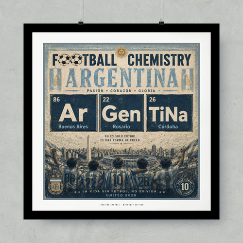 Argentina football chemistry periodic table design with team elements.