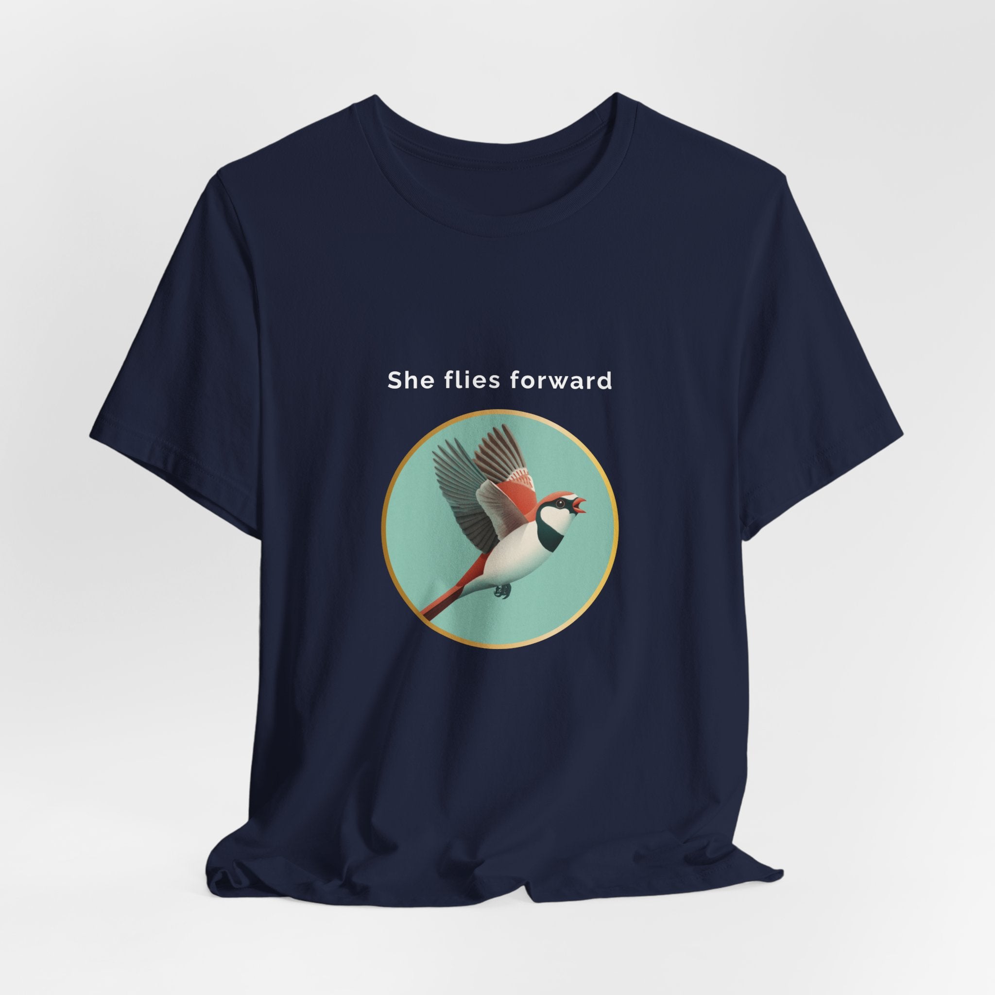 She Flies Forward | Women's Motivational Graphic Green Minimal T-Shirt