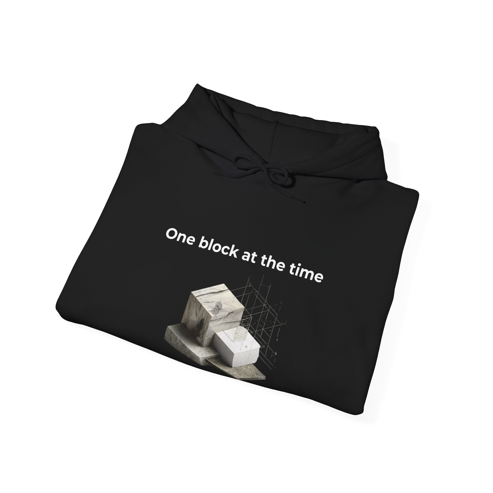 One Block at a Time | Men's Motivational Graphic Builder Hoodie
