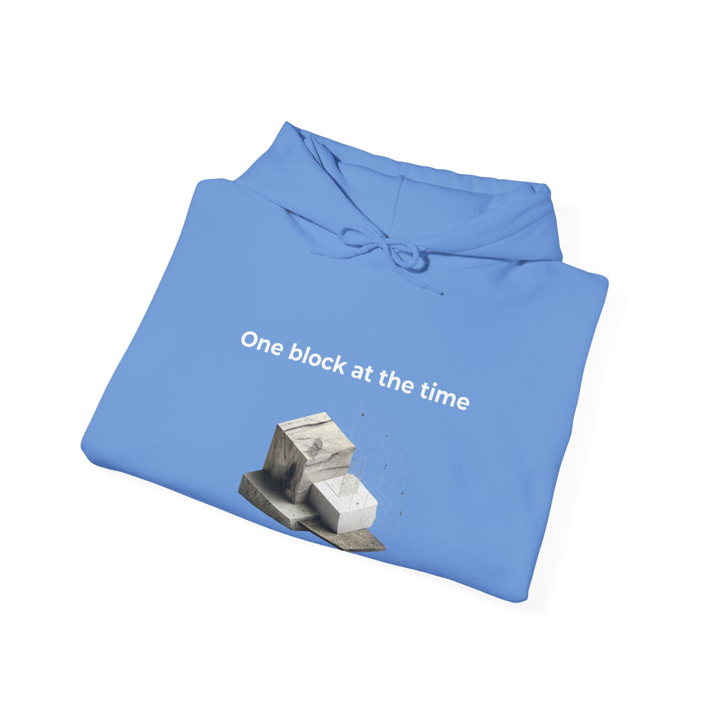 One Block at a Time | Men's Motivational Graphic Builder Hoodie