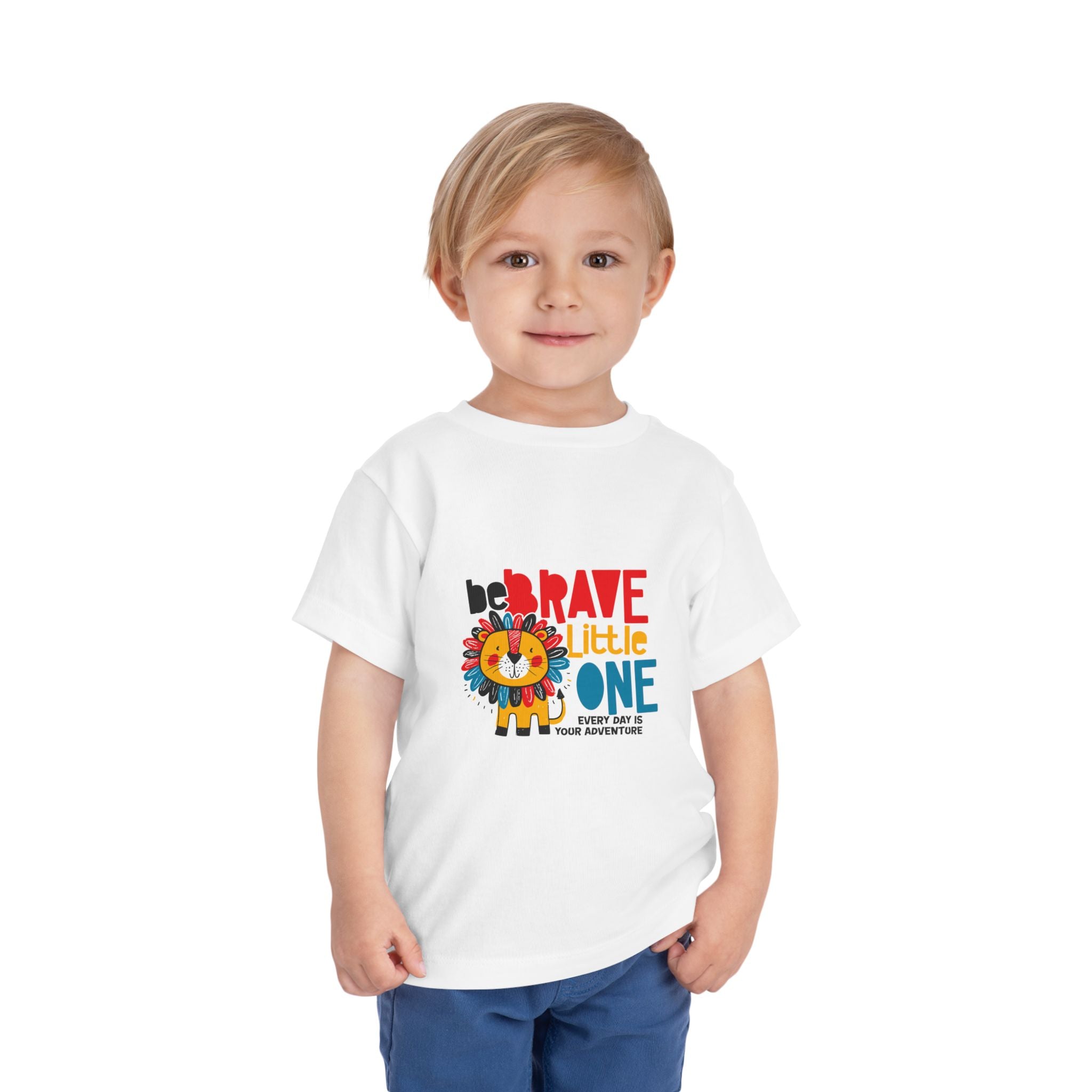 Be Brave Little One | Toddler Motivational Graphic Cute Colourful Lion T-Shirt