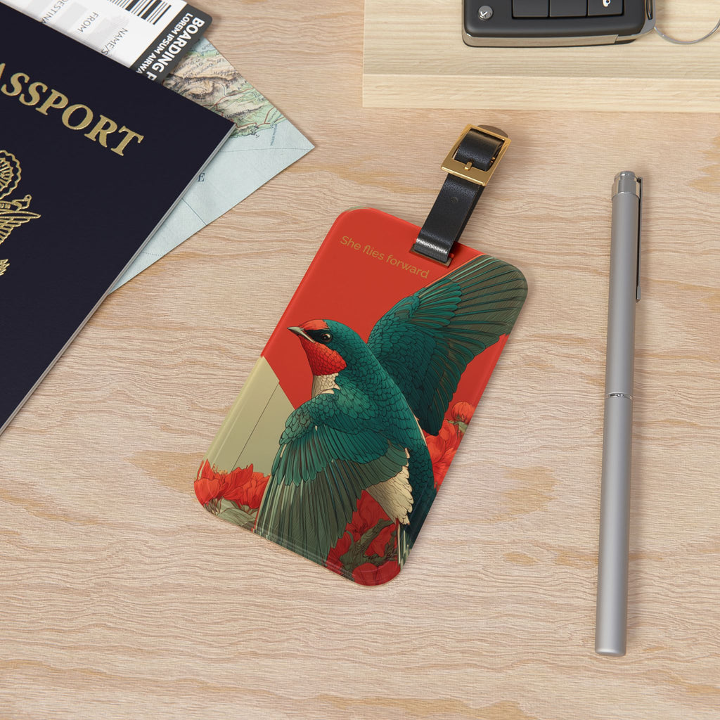 She Flies Forward Luggage Tag | Motivational Graphic Forward Flight
