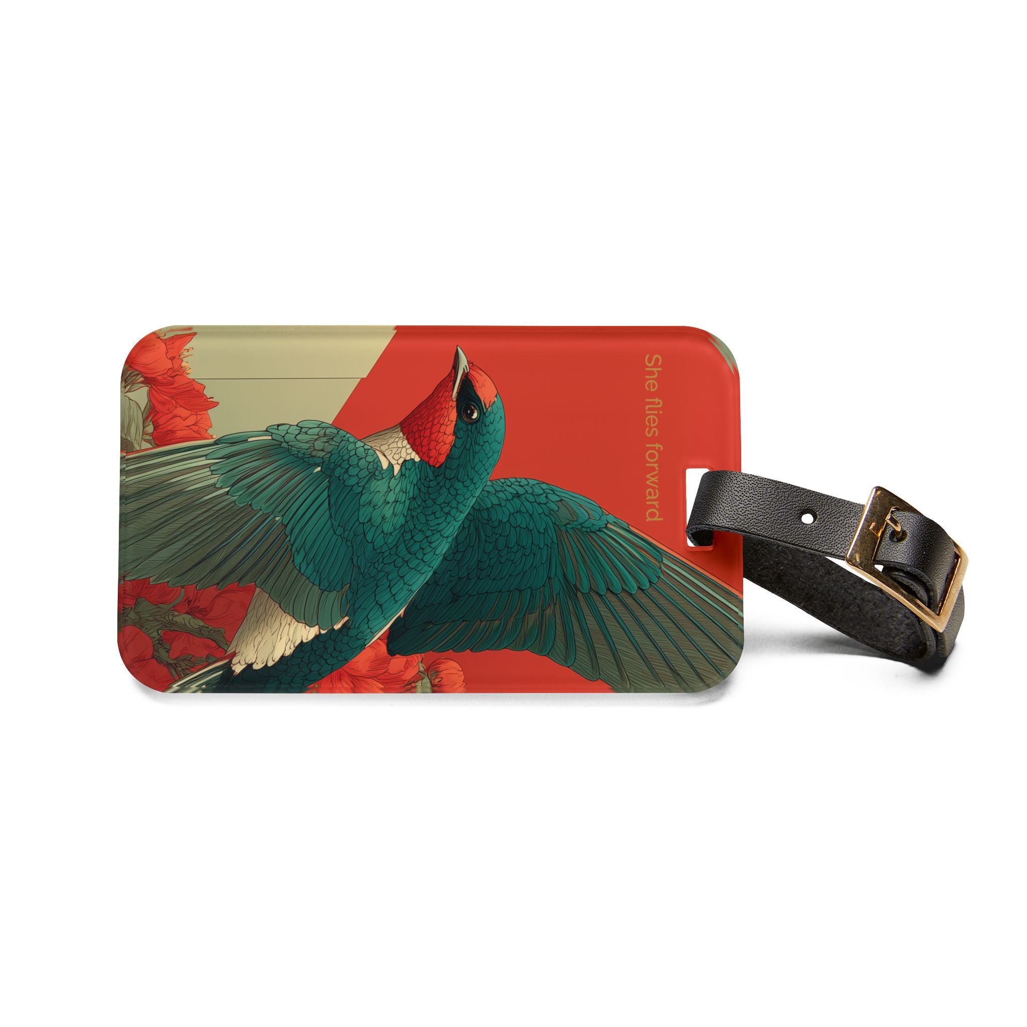 She Flies Forward Luggage Tag | Motivational Graphic Forward Flight