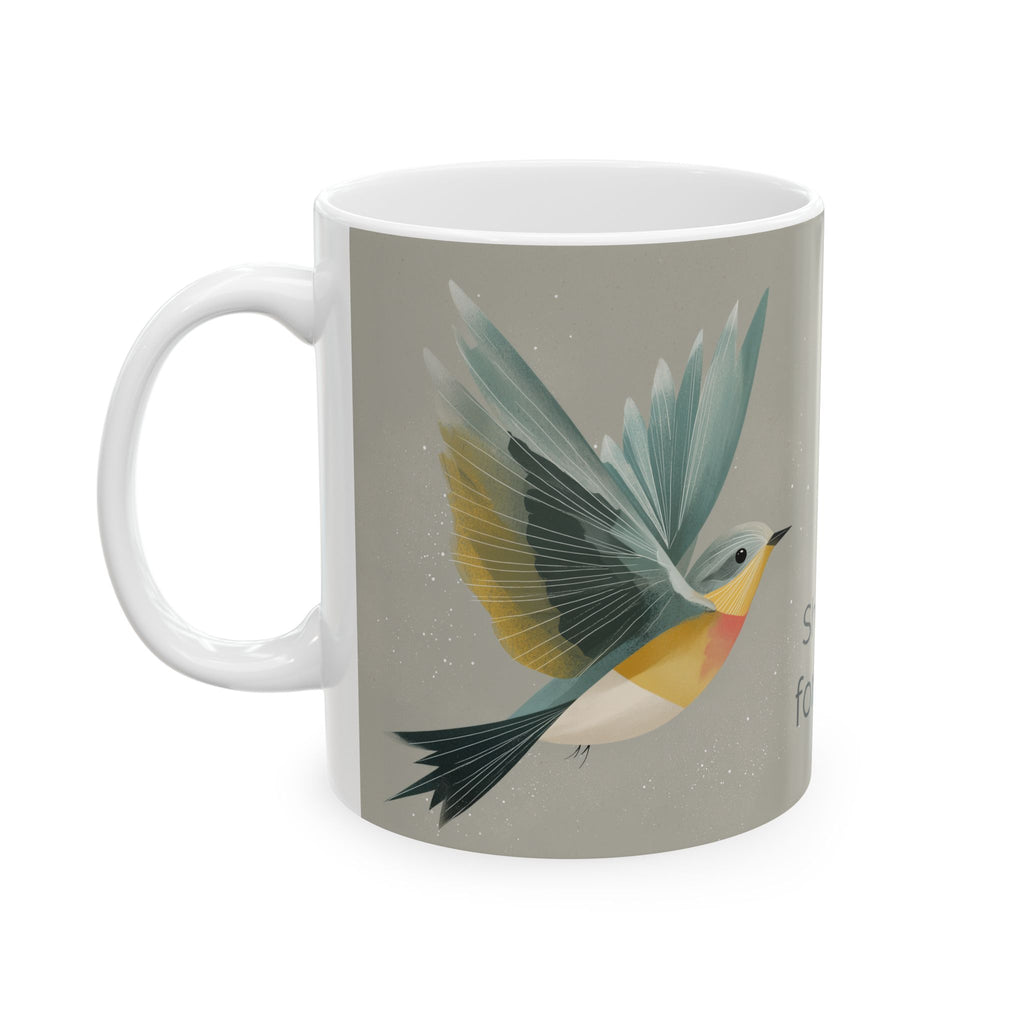 She Flies Forward Ceramic Mug | Motivational Graphic Quiet Lift