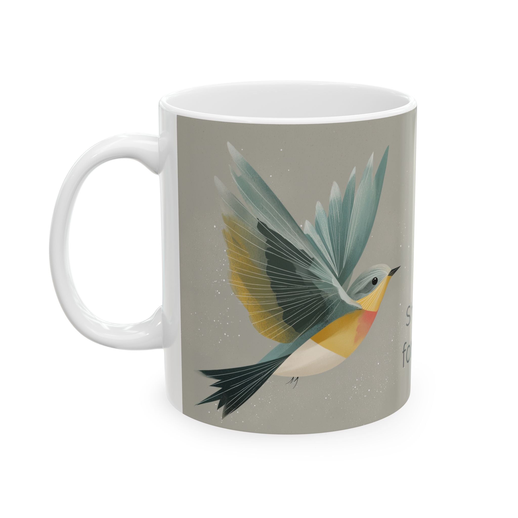 She Flies Forward Ceramic Mug | Motivational Graphic Quiet Lift
