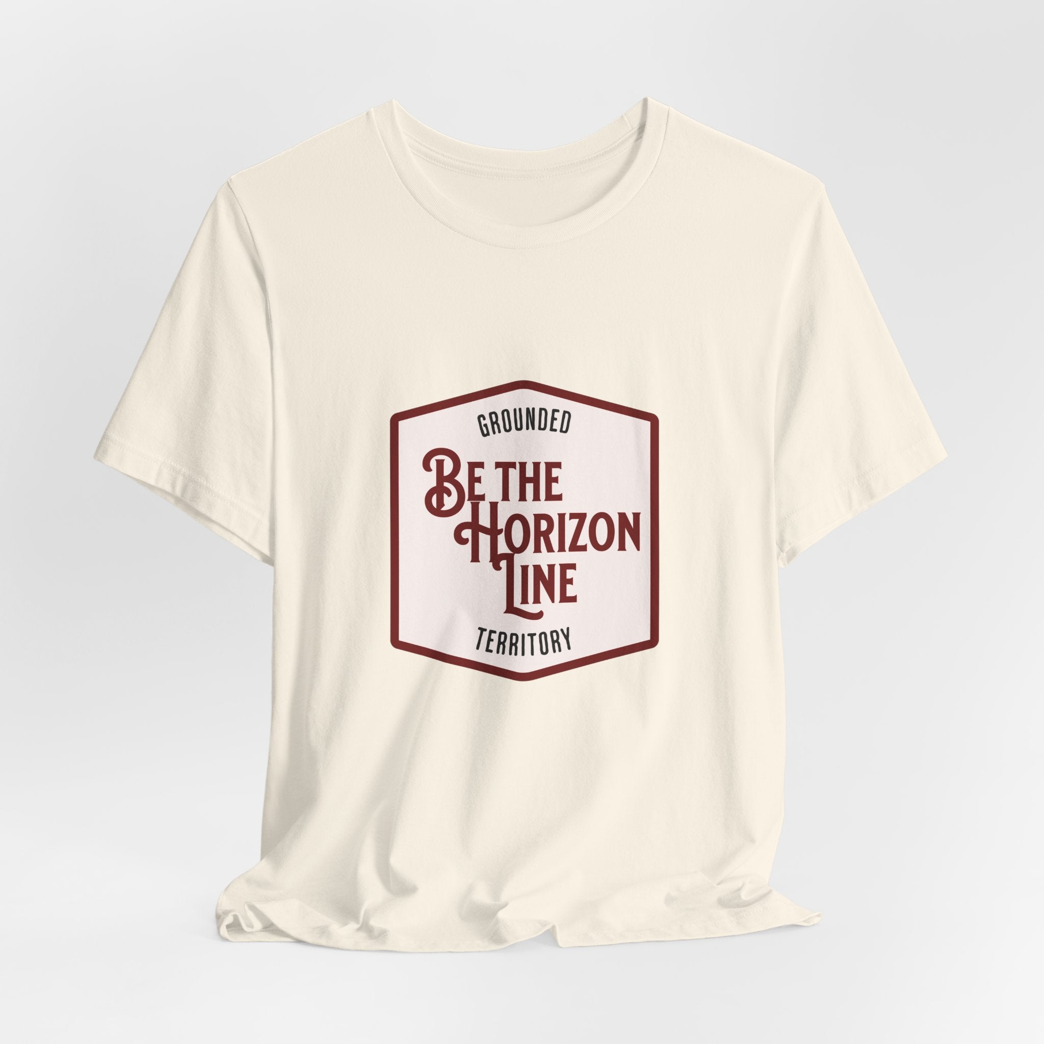 Be the horizon Line | Women's Motivational Graphic Shield Style Emblem T-Shirt