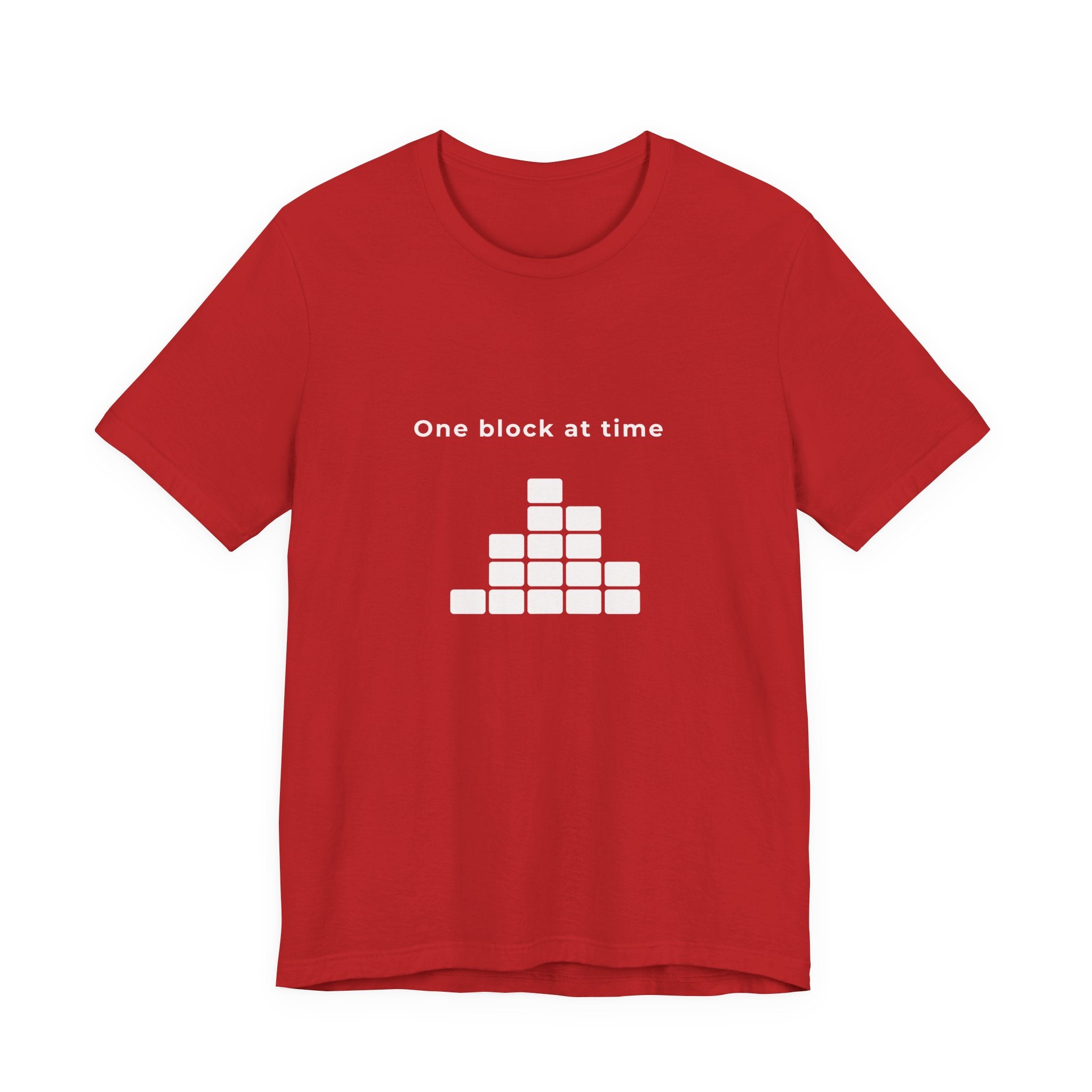 One Block at a Time | Men's Motivational Graphic Grid Progress T-Shirt