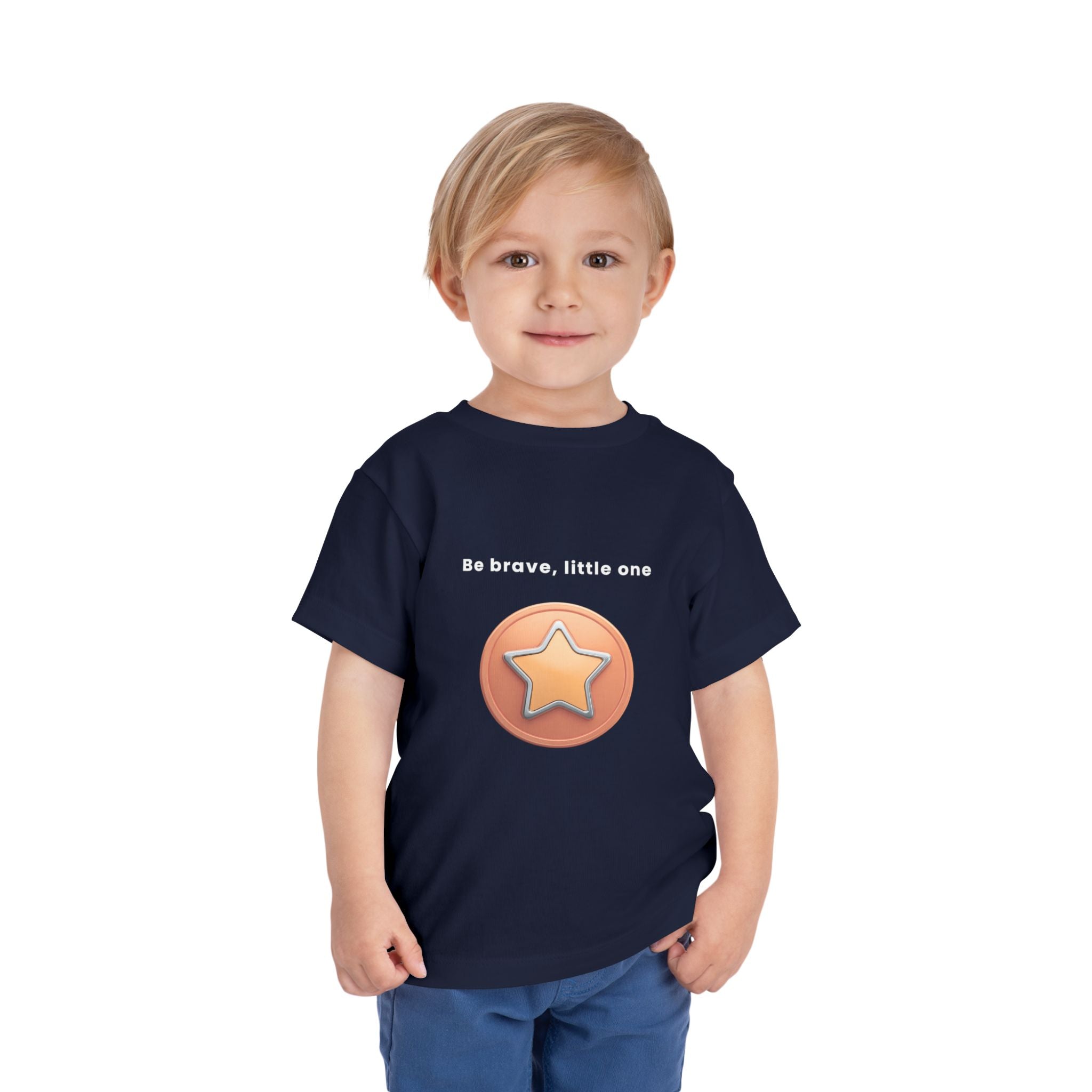 Be Brave Little One | Toddler Motivational Graphic Bronze Star Badge T-Shirt
