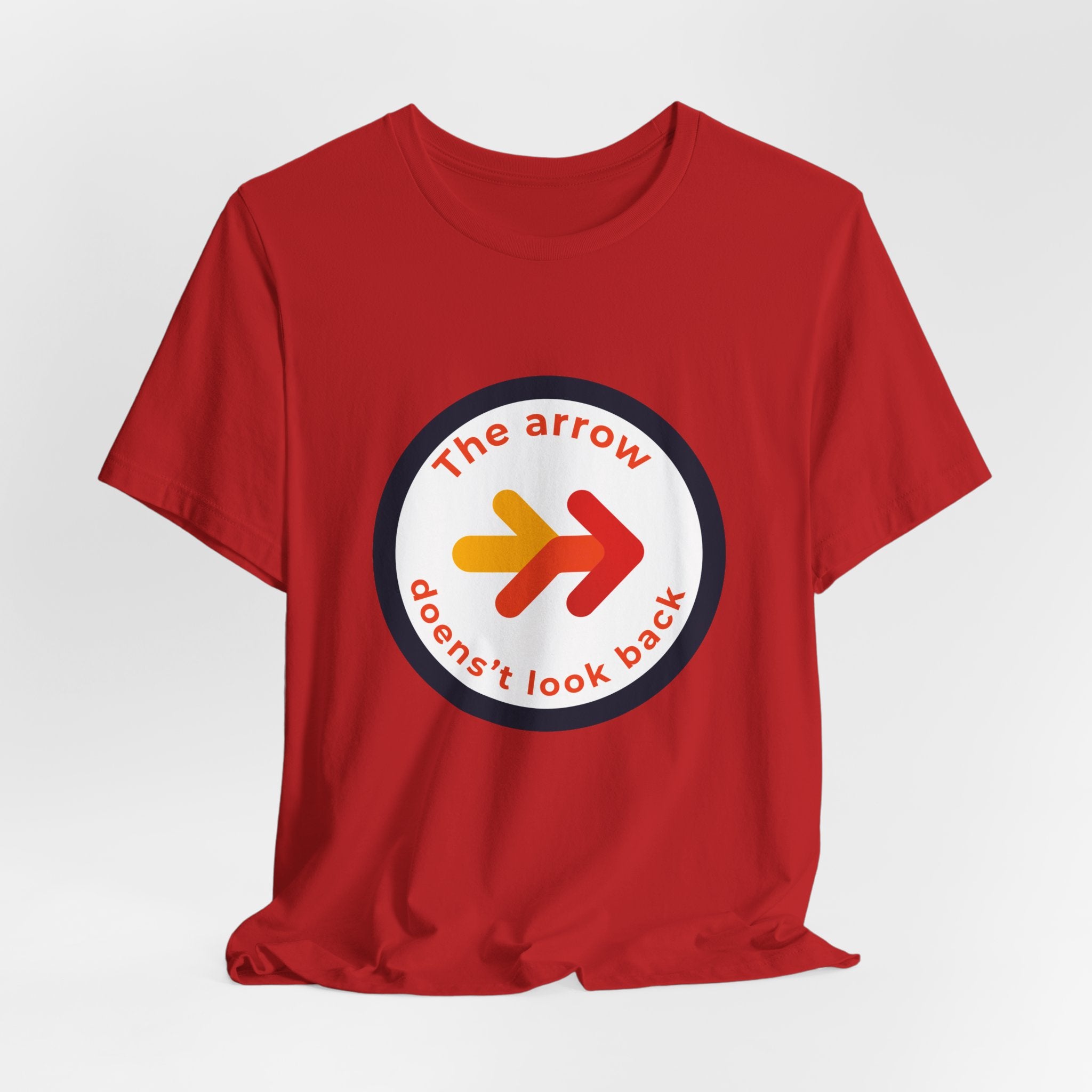 The Arrow Doesn't Look Back | Men's Motivational Graphic Retro Arrow T-Shirt
