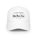 White baseball cap with "Football Chemistry" and "Mo Roc Co" logo.