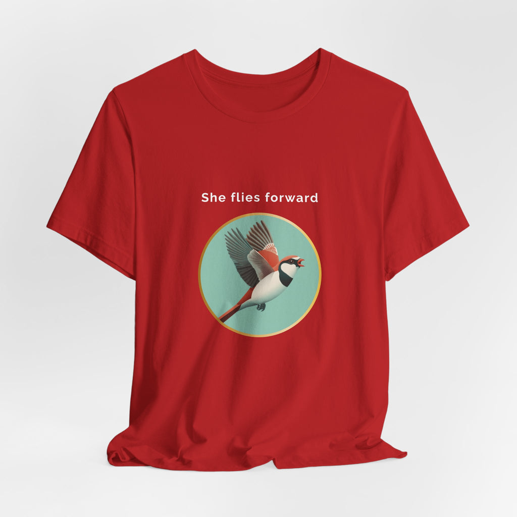 She Flies Forward | Women's Motivational Graphic Green Minimal T-Shirt