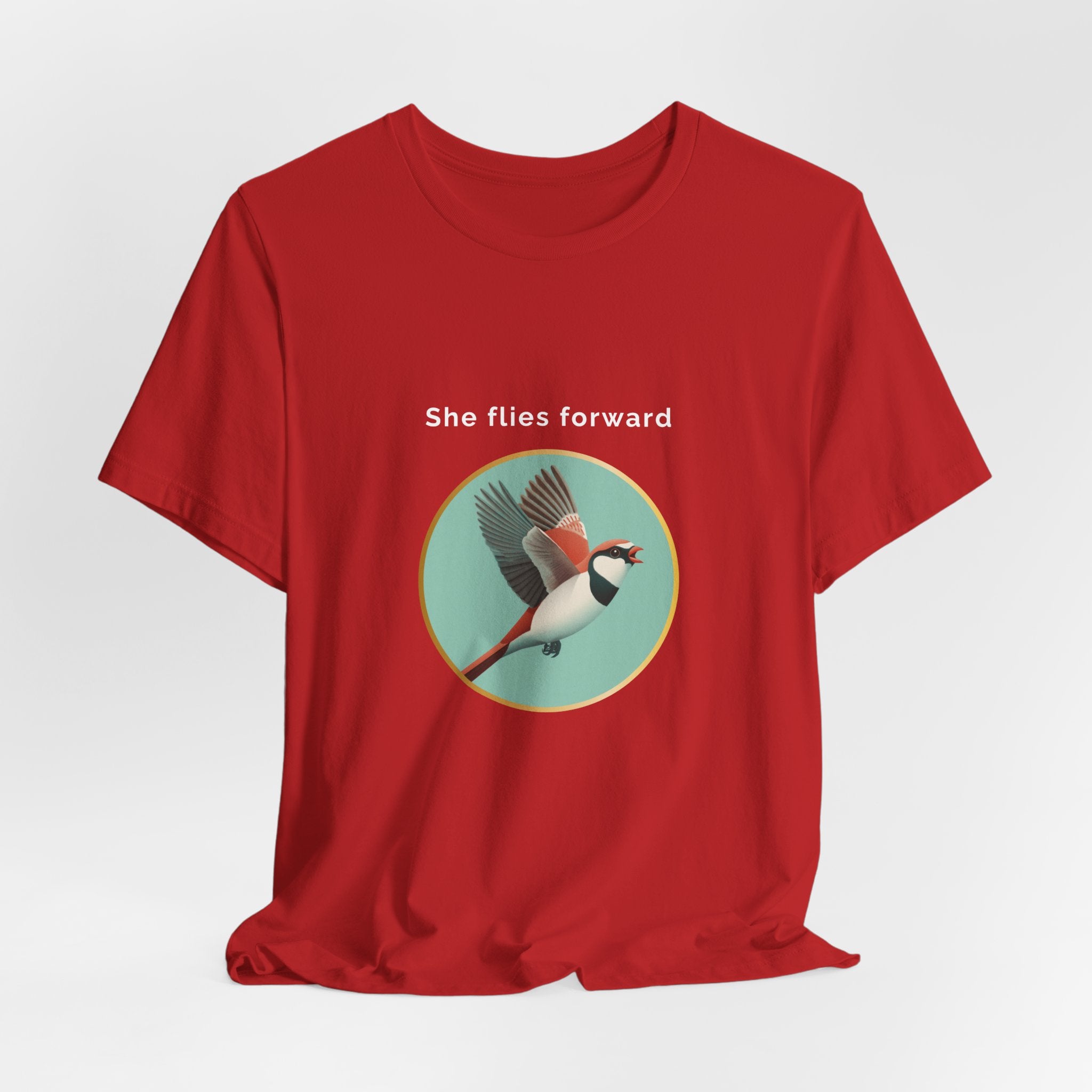 She Flies Forward | Women's Motivational Graphic Green Minimal T-Shirt