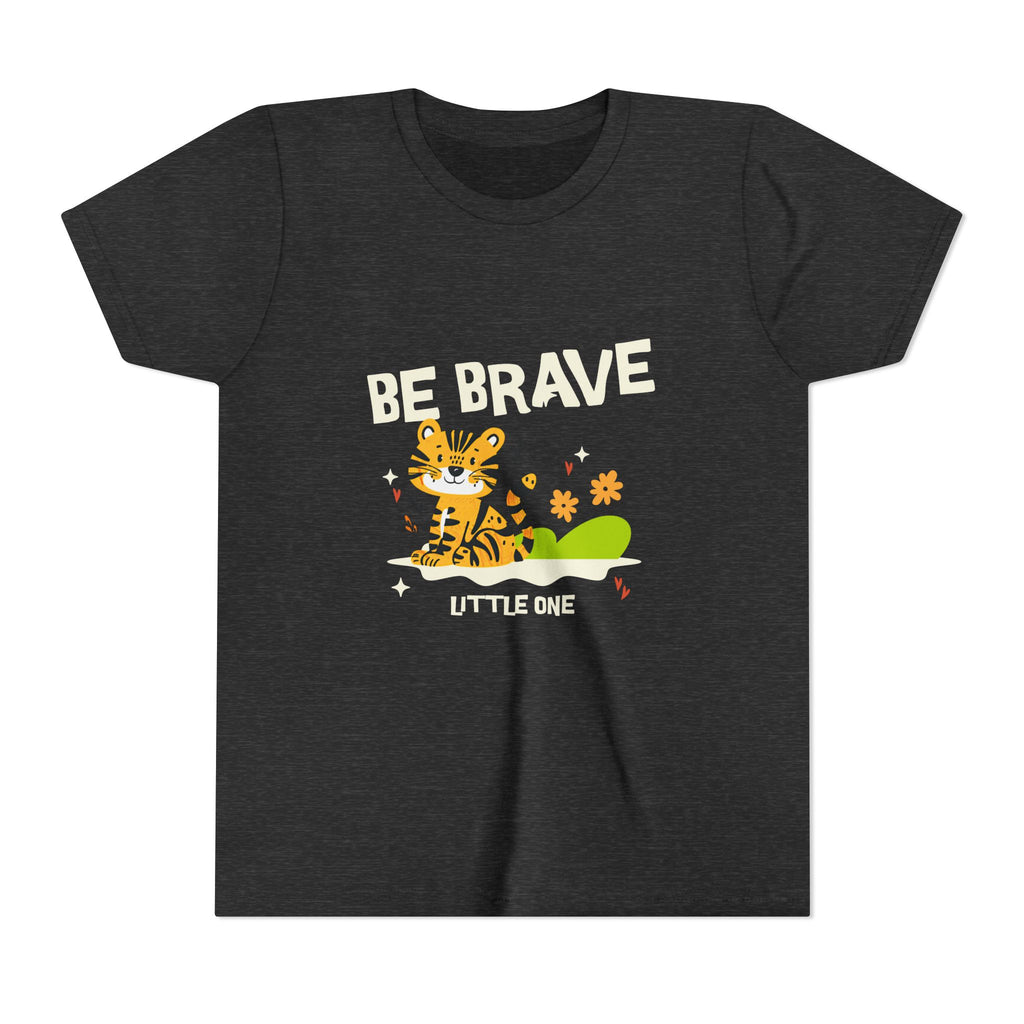 Be Brave Little One | Kids Motivational Graphic Tiger Floral Garden T-Shirt
