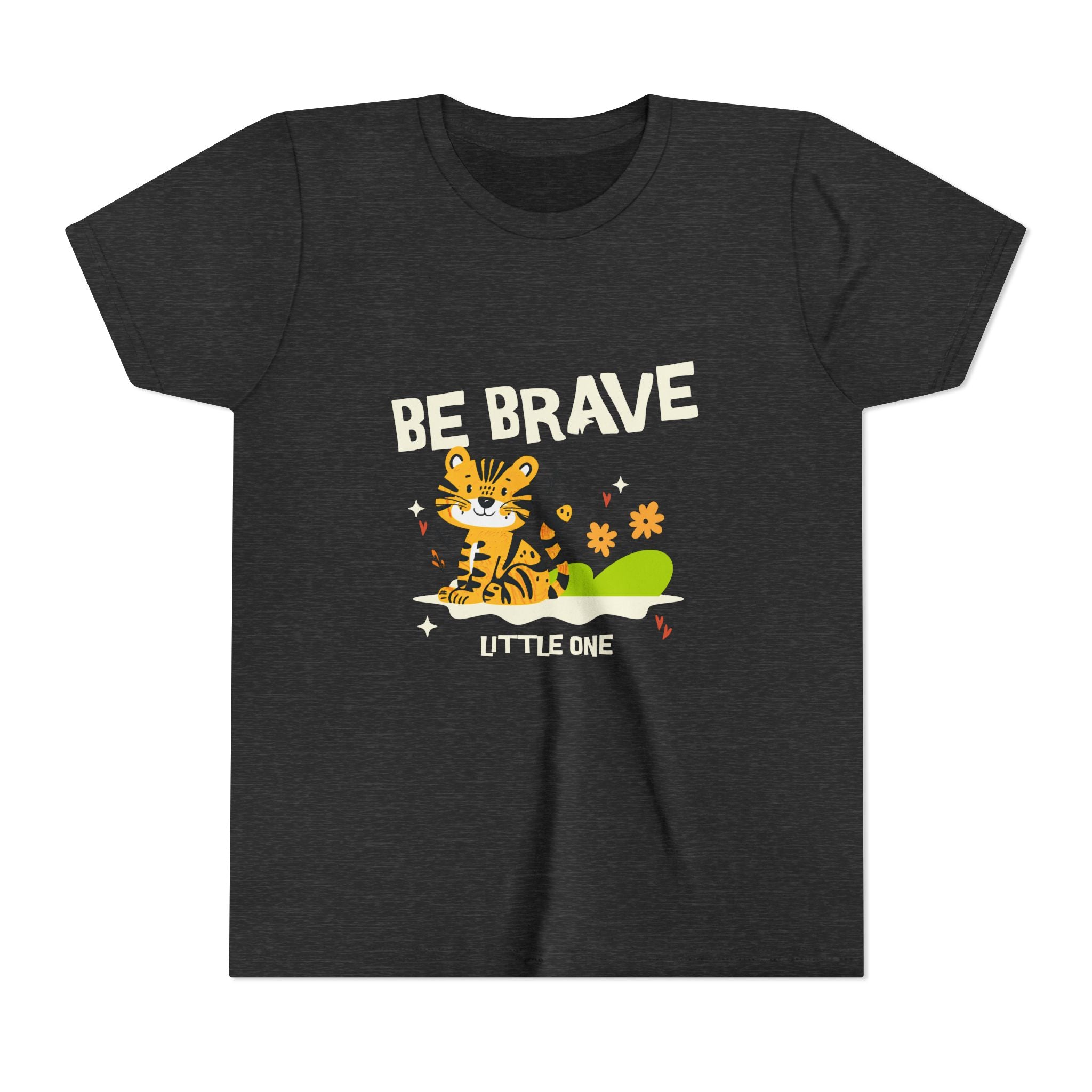 Be Brave Little One | Kids Motivational Graphic Tiger Floral Garden T-Shirt