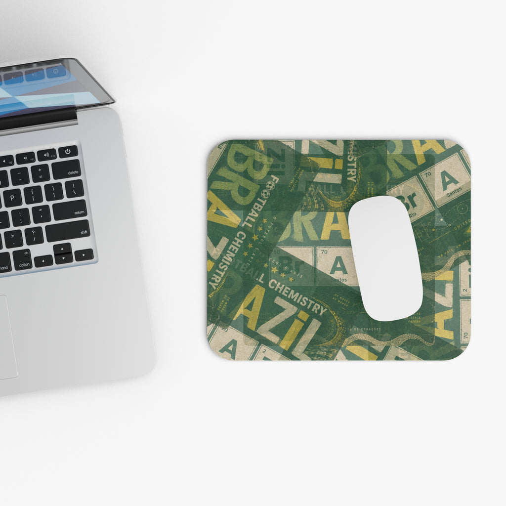 Brazil Football Mouse Pad | Green, gold, and chemistry.