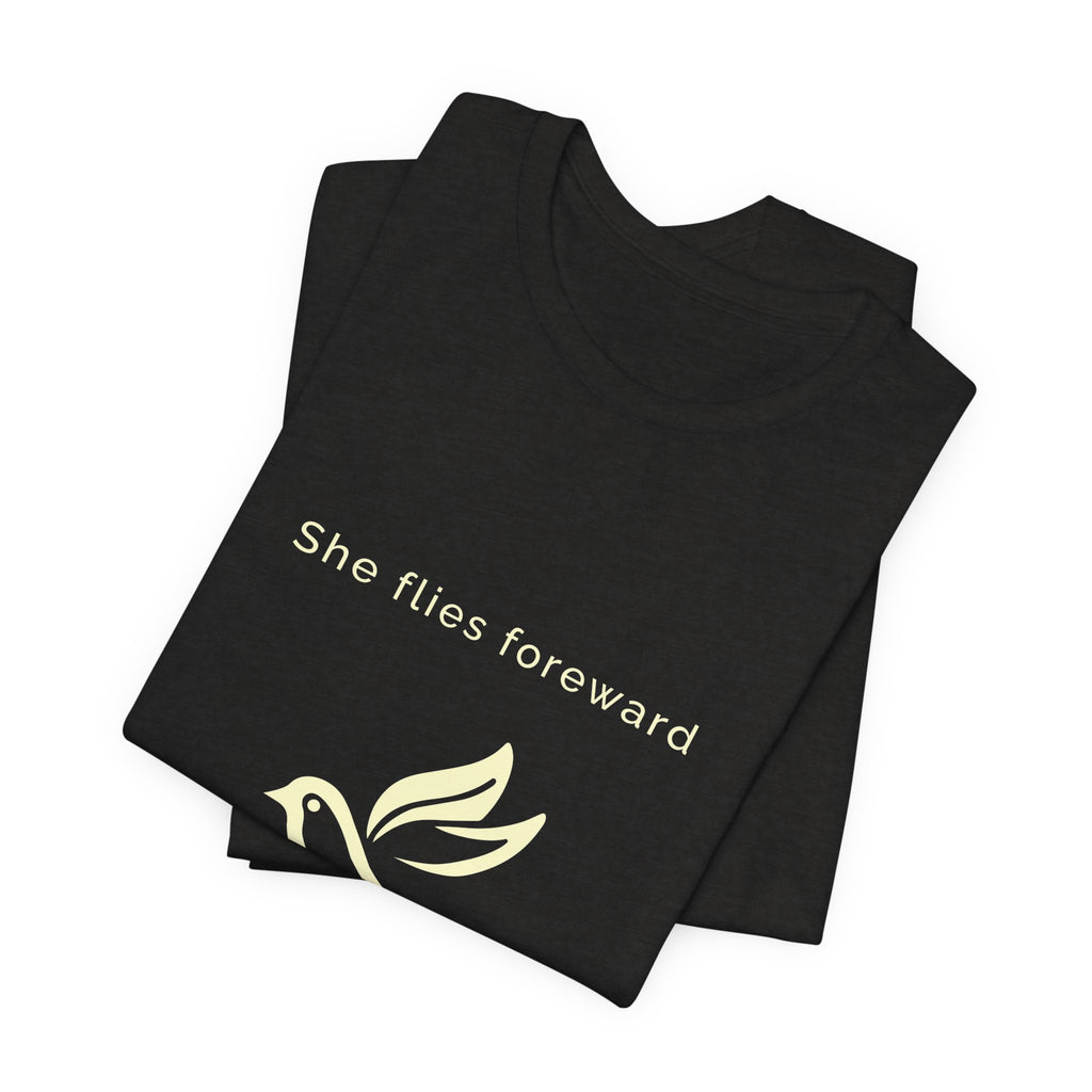 She Flies Forward | Women's Motivational Graphic Bird Print T-Shirt