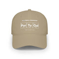 Khaki baseball cap with "Football Chemistry" and "Por Tu Gal" periodic table design.