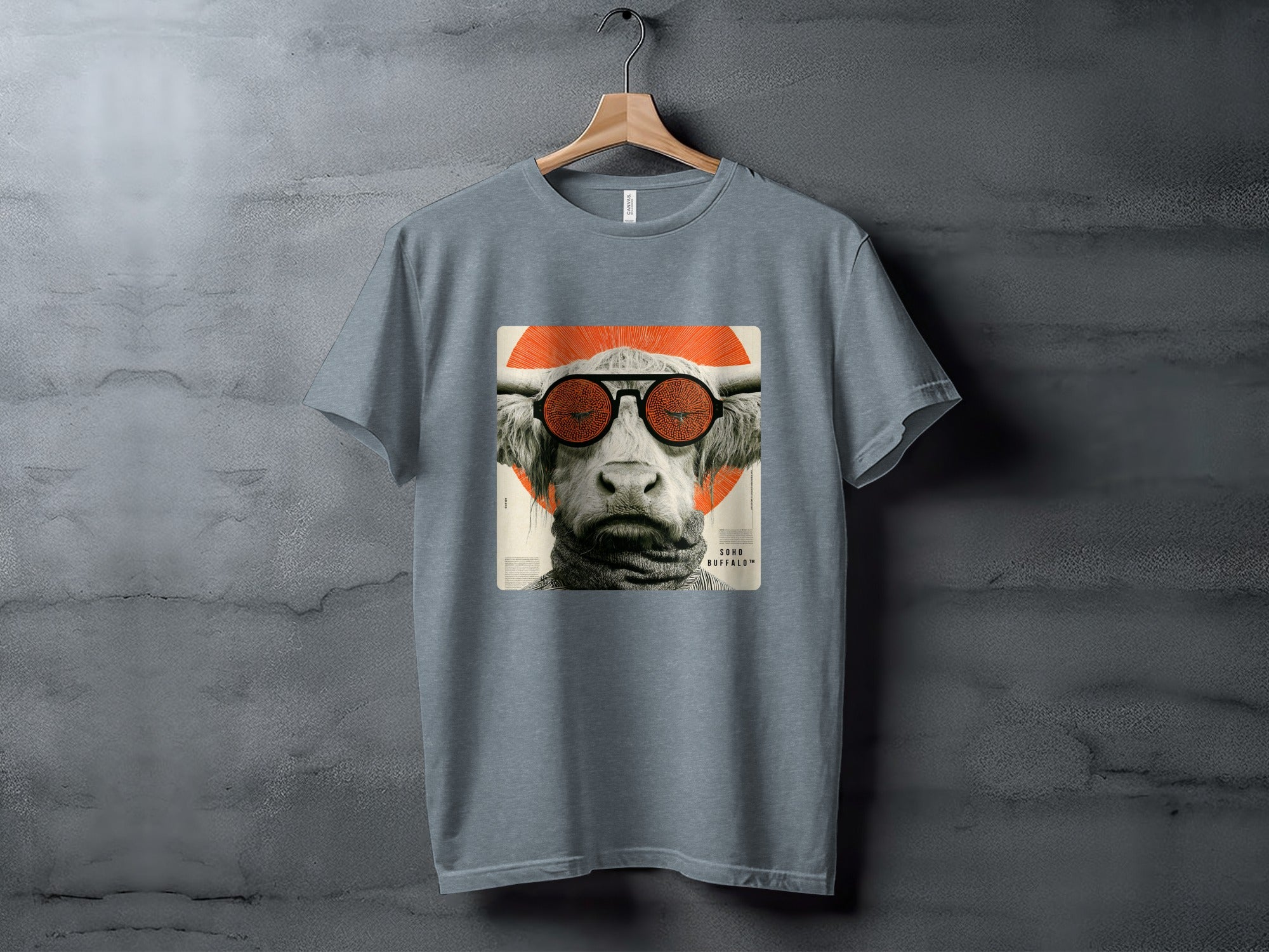 T-shirt with a stylized bull wearing sunglasses and a scarf.